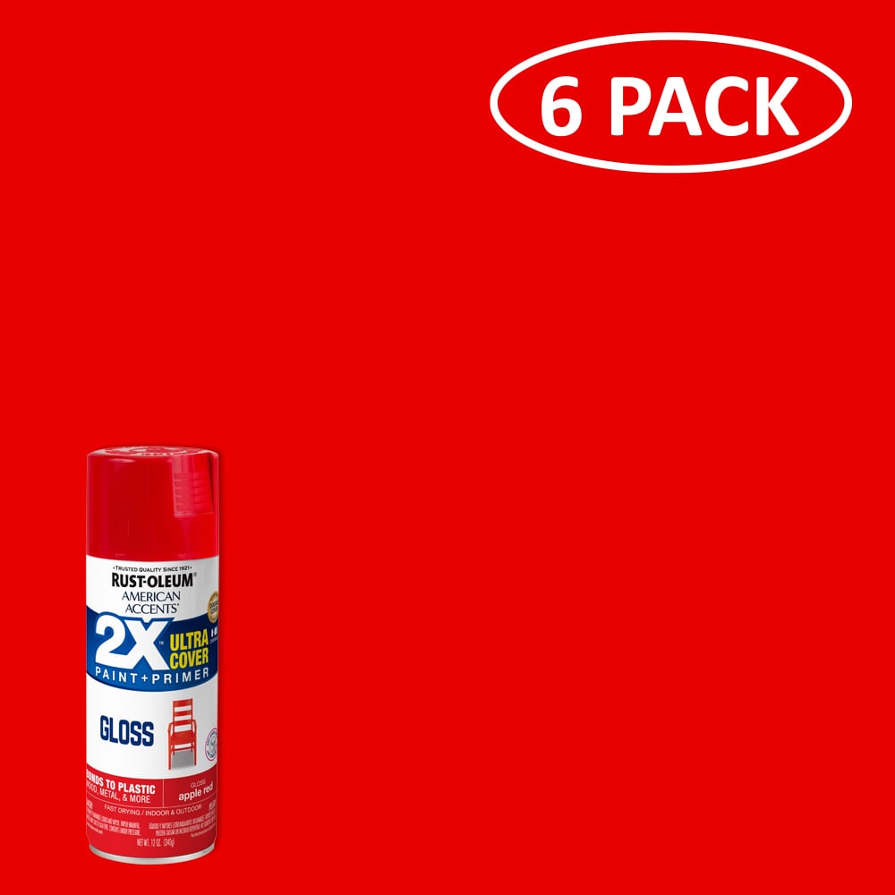 Poppy Red, Rust-Oleum American Accents 2x Ultra Cover Satin Spray Paint- 12 oz