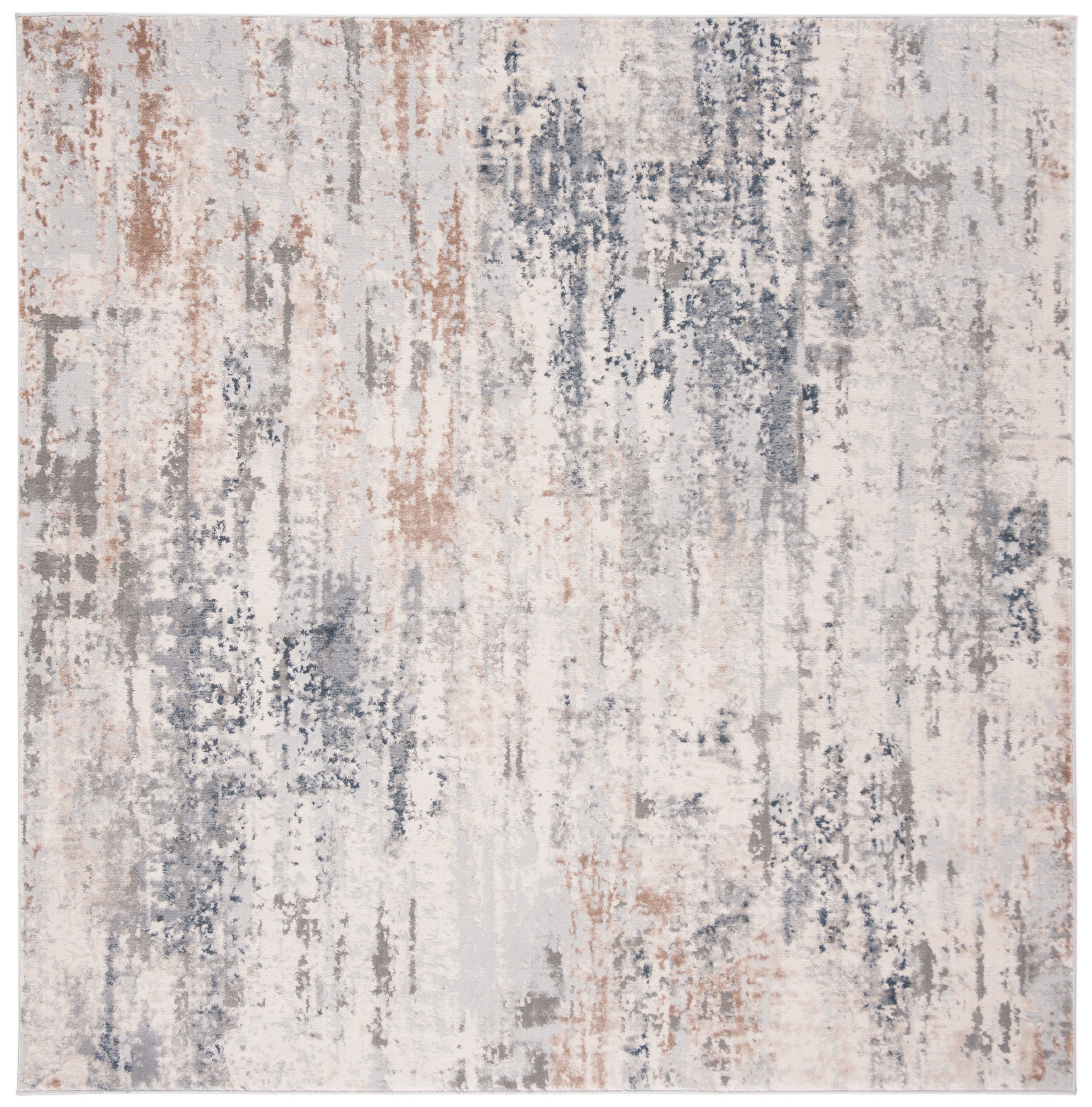 Invista 6'7" Square Gray and Cream Abstract Area Rug