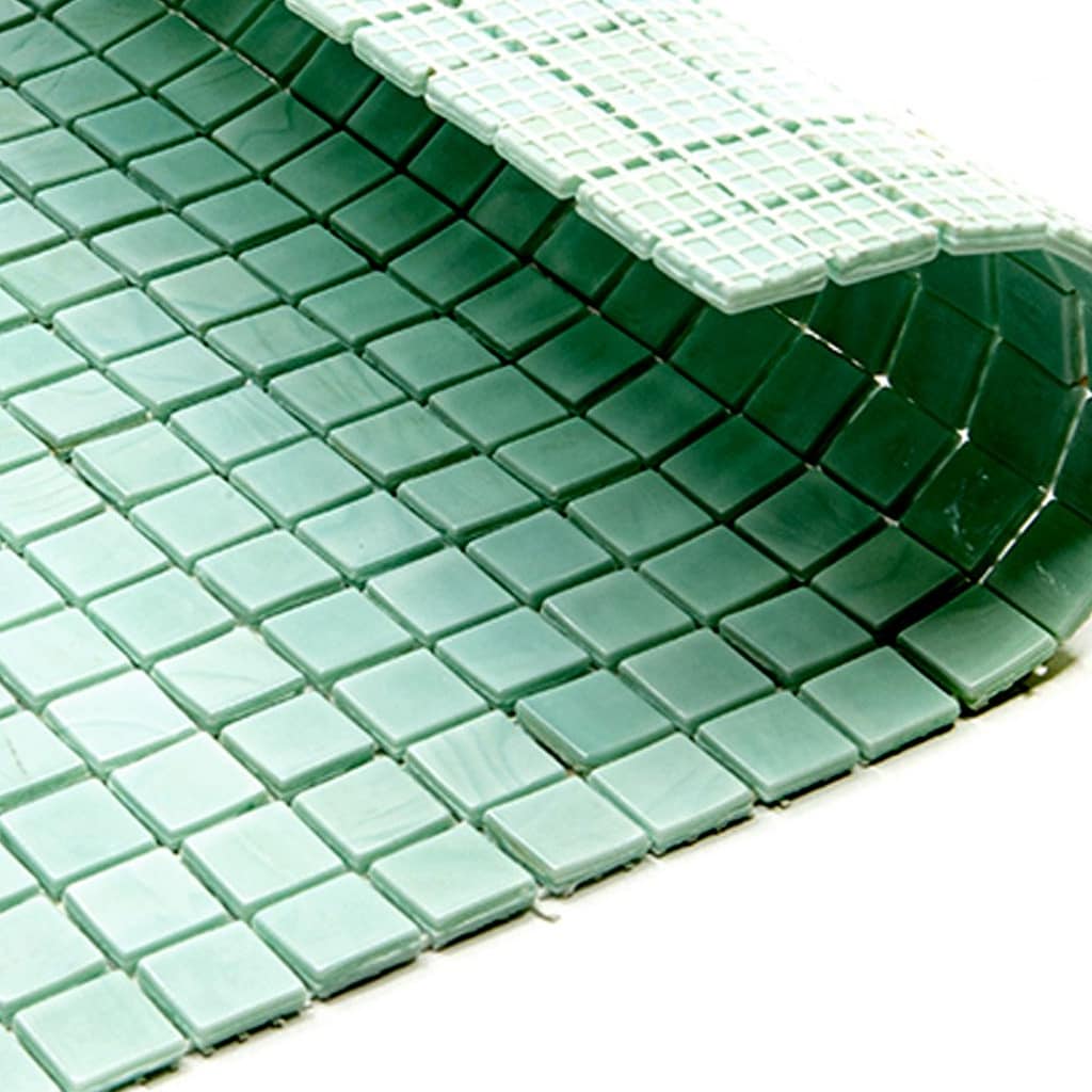 Skosh 11.6" Light Blue-Green Glossy Glass Mosaic Tile