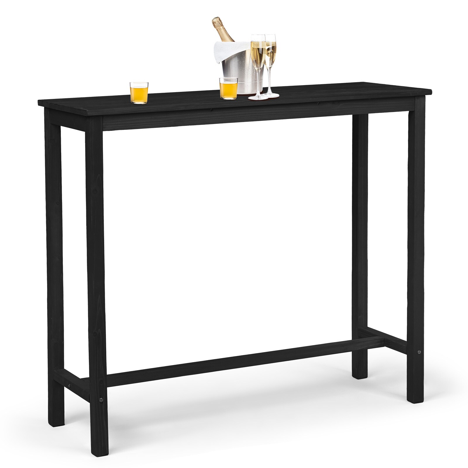 VINGLI - 45-in W Wooden Outdoor Bar Table Outdoor and Indoor Use Black