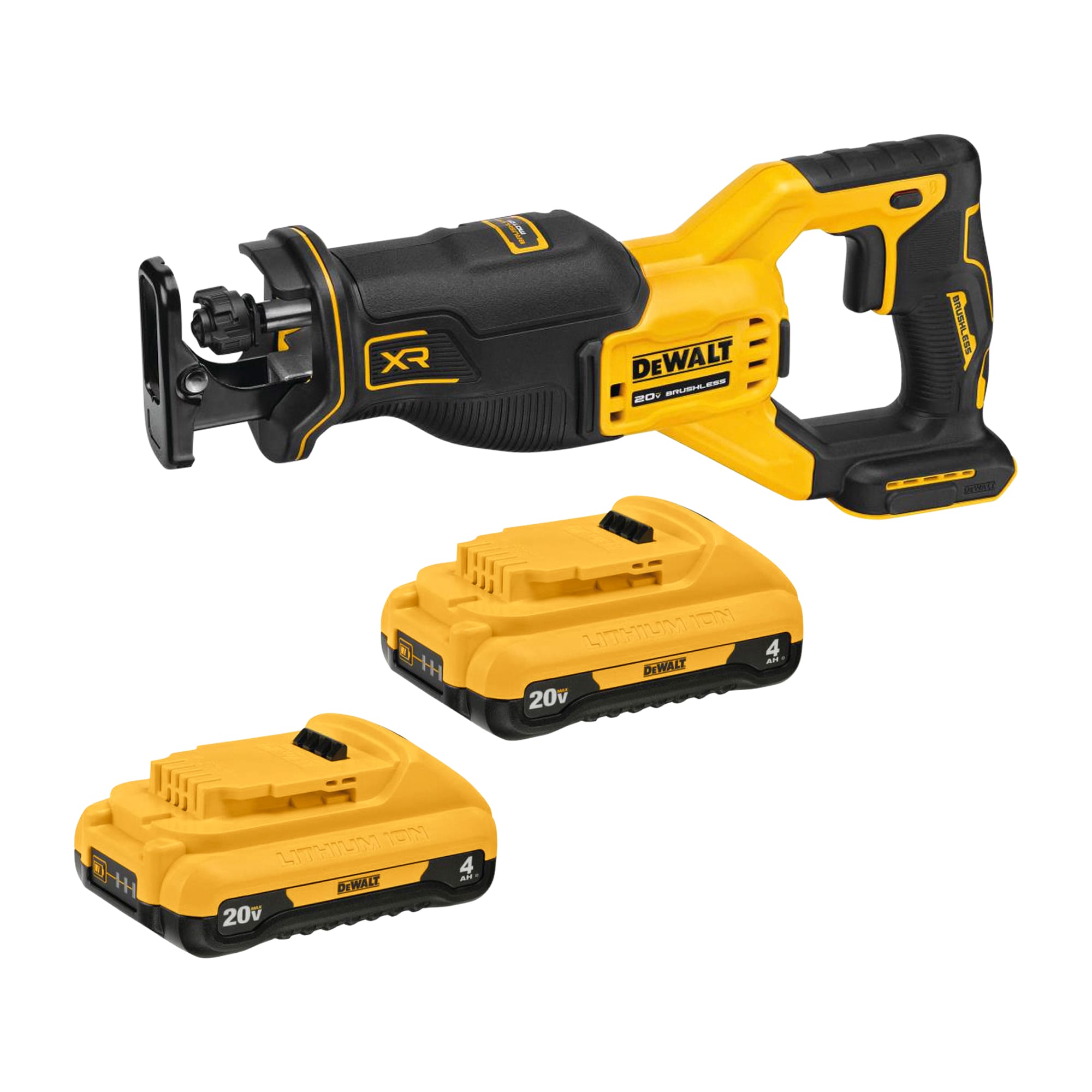 DEWALT XR 20-volt Max Variable Speed Brushless Cordless Reciprocating Saw (Tool Only) & 20-Volt Max 2-Pack 4 Amp-Hour Lithium Power Tool Battery