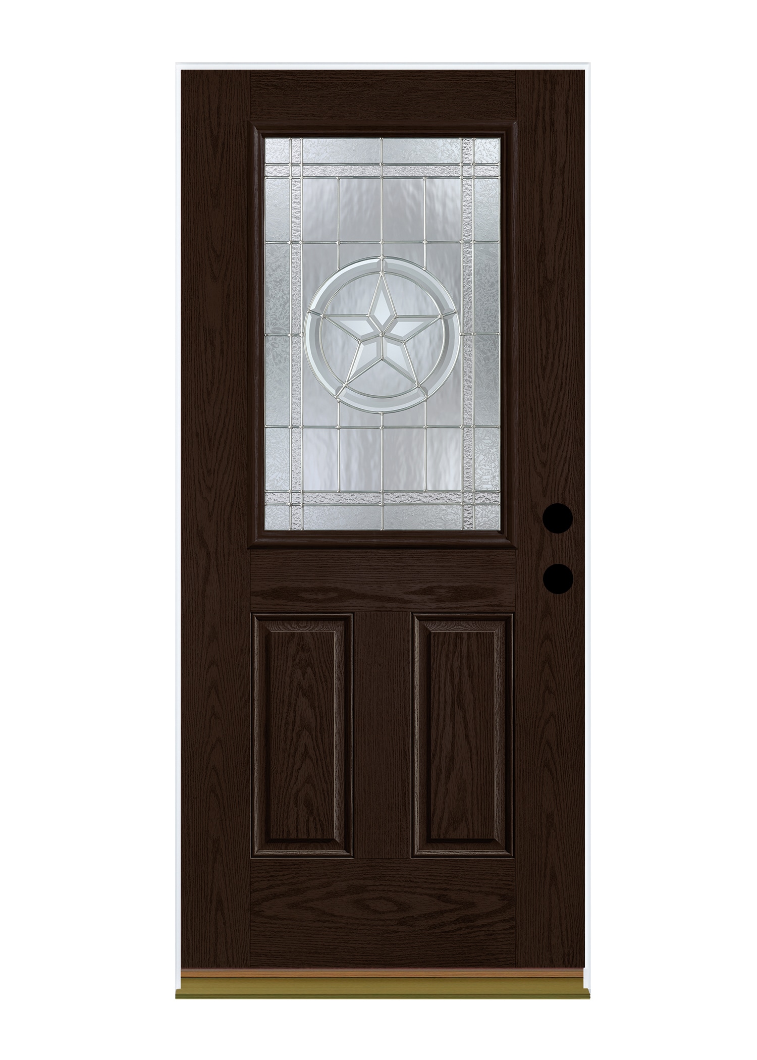 Therma-Tru Benchmark Doors Star 36-in x 80-in Fiberglass Half Lite Left-Hand Inswing Dark Elm Stained Prehung Single Front Door Insulating Core -  TTB639456SOS