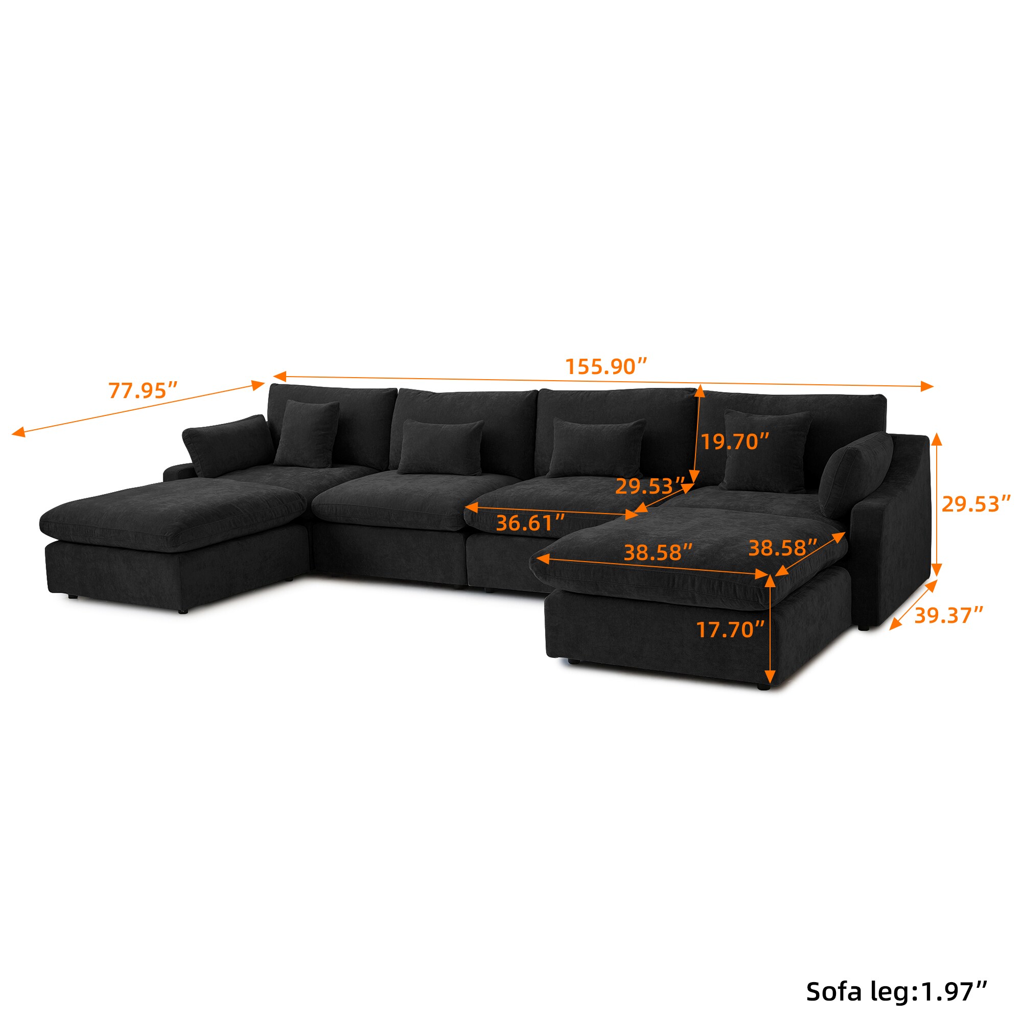 BuotiqHom DH-S4+2-140BK Sofas-Loveseats - View #10