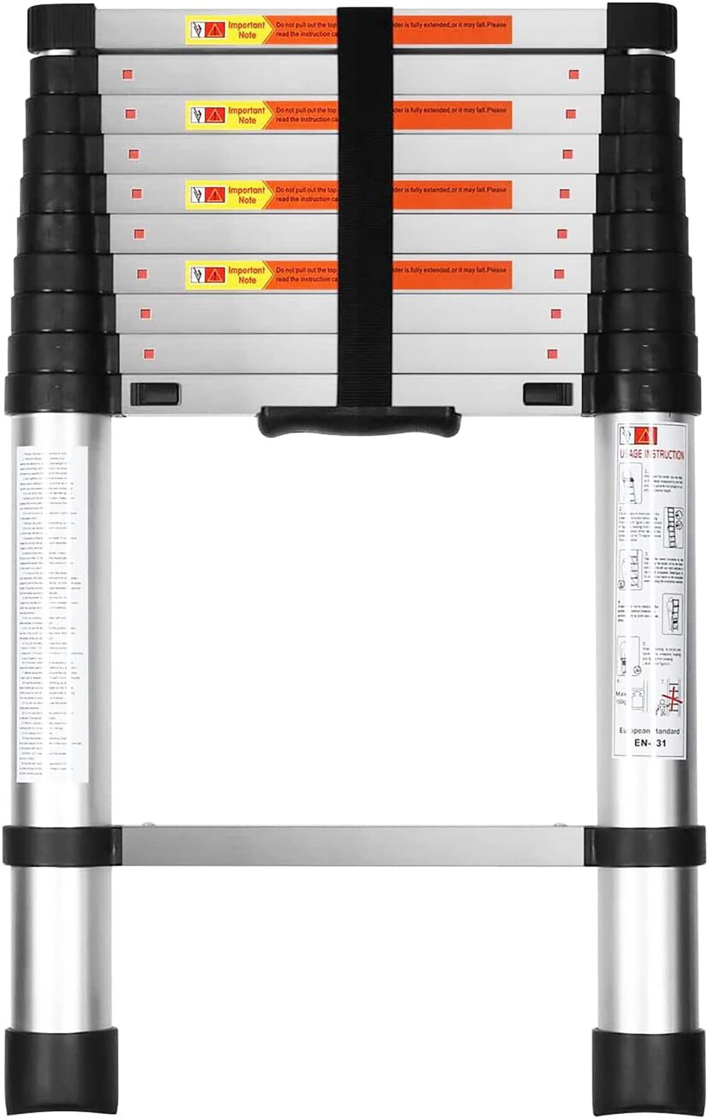 Kahomvis DHS-QPW1-7852 One-Button Extension Ladder 10.5-ft Aluminum Type 1a- 300-lb Load Capacity Telescoping Extension Ladder