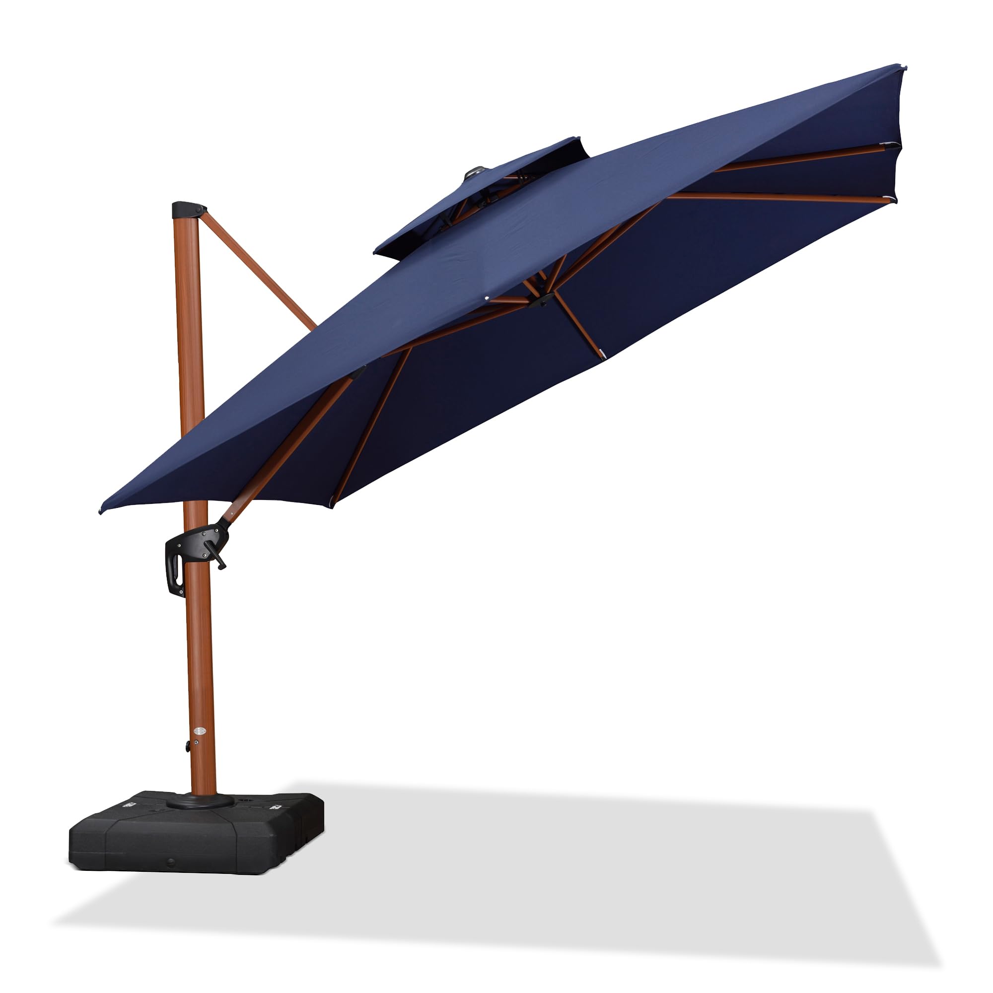 PURPLE LEAF LSGLRSM10-NB 10-ft Aluminum Navy Crank Cantilever Patio Umbrella