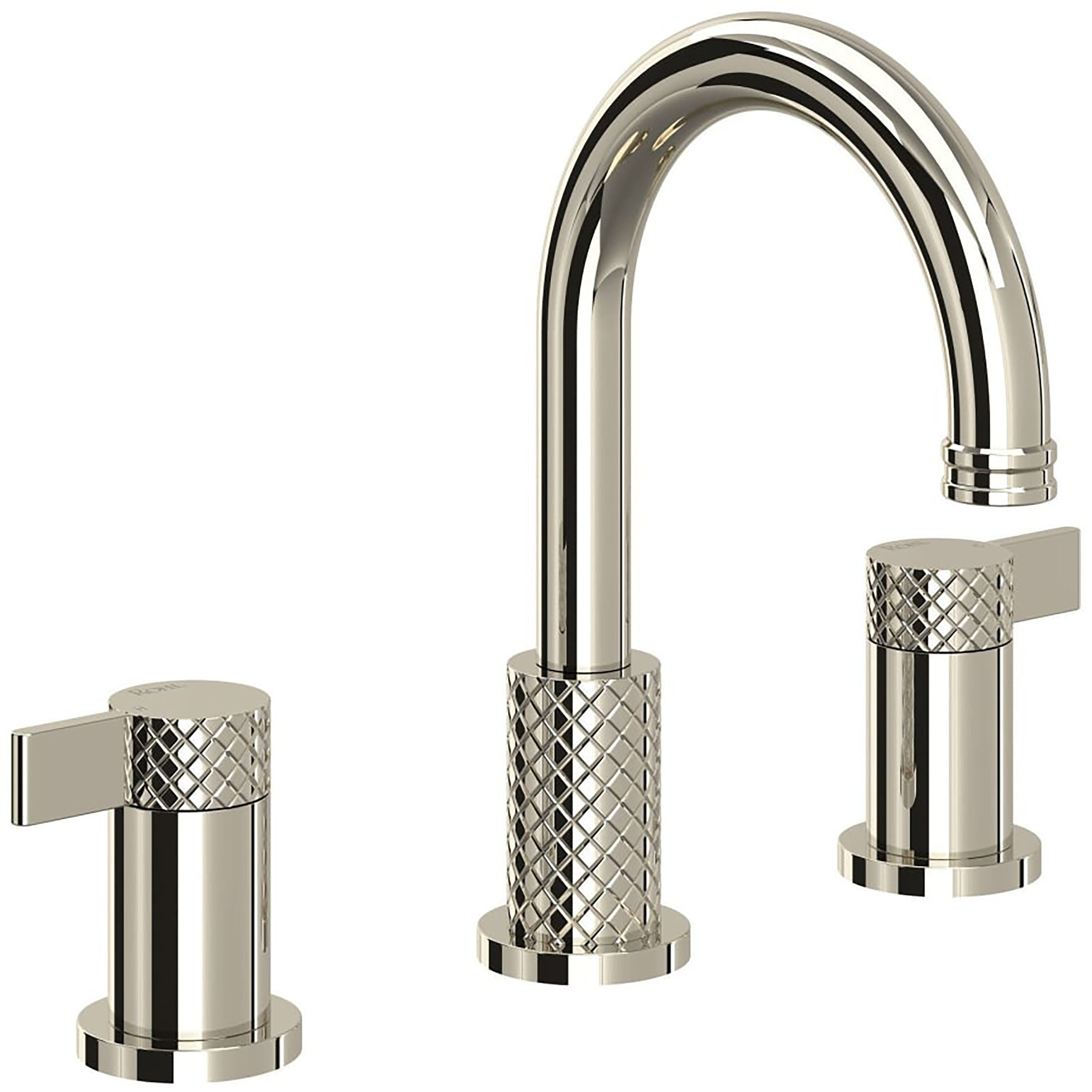 Rohl TE08D3LMPN Polished Nickel Widespread 2-handle Low-arc Residential Handle Bathroom Sink Faucet with Drain