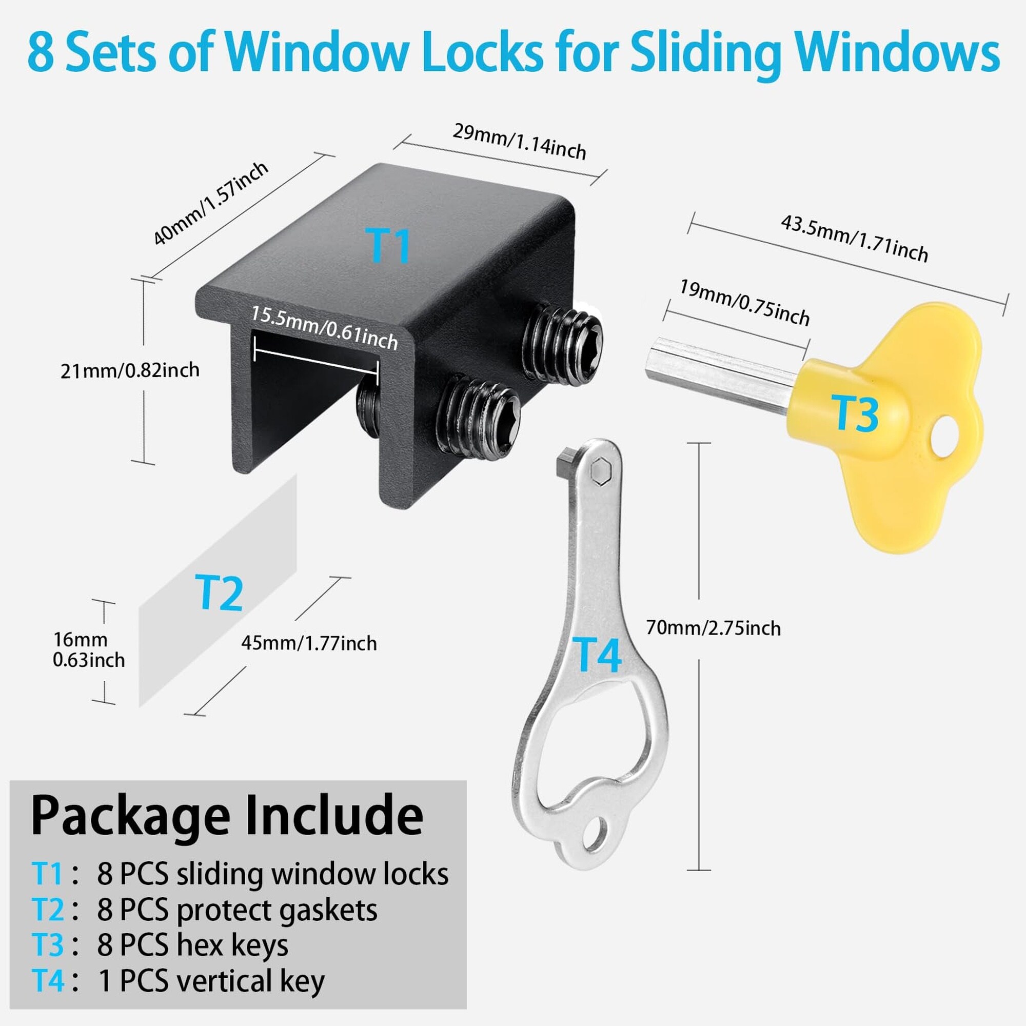Wudkey L4-ZB7M5S Horizontal-Sliding-Window-Sash-Locks - View #2