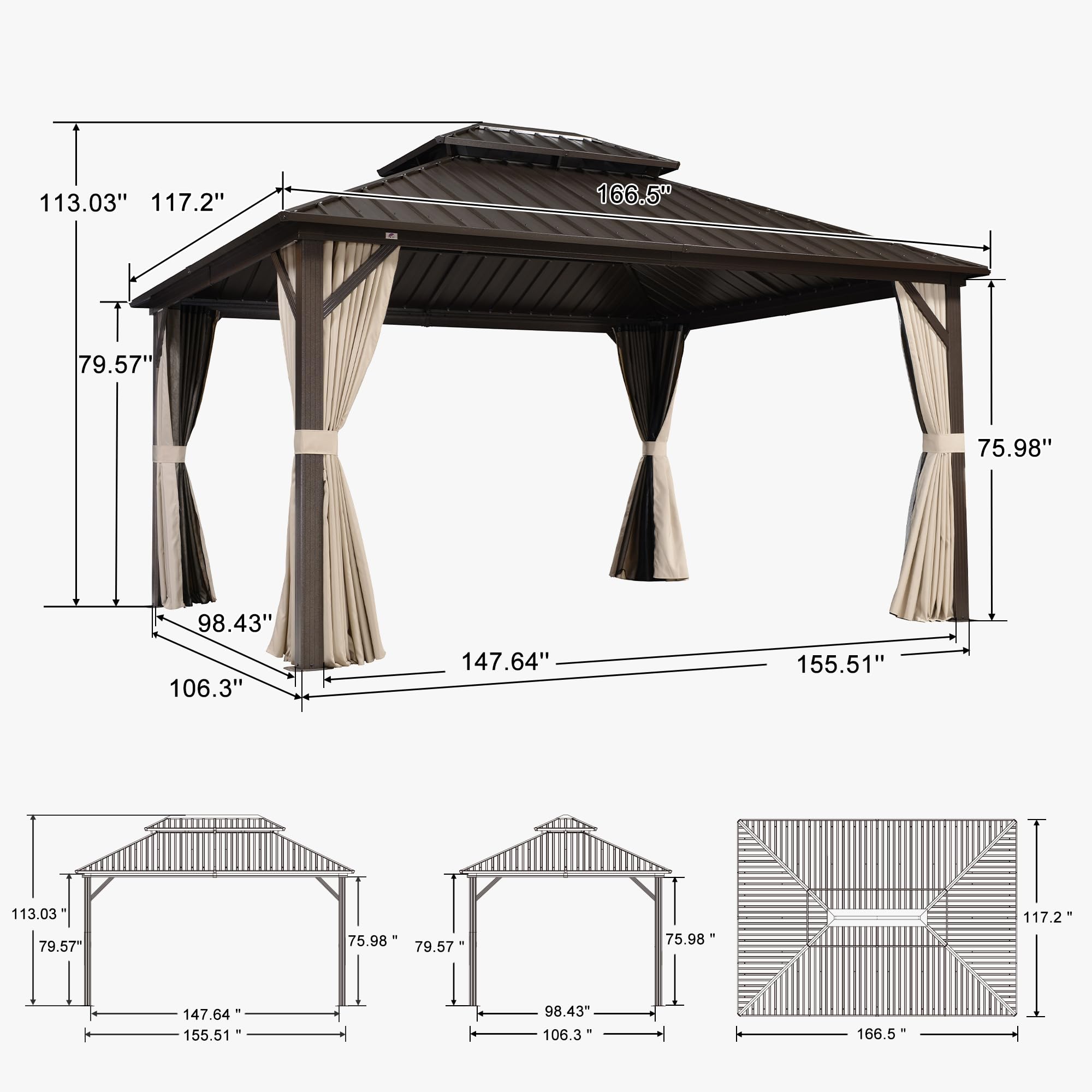 PURPLE LEAF LS04JJG1014-BR Wood-Resin-Gazebos - View #12