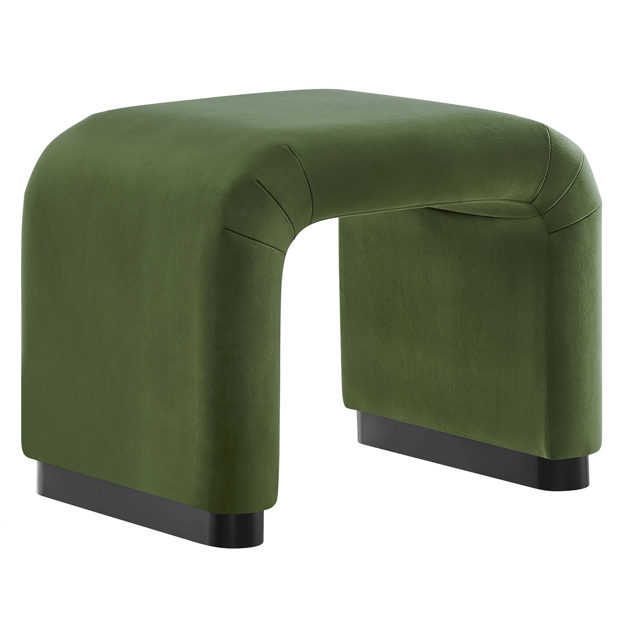  Koda Performance Velvet Waterfall Stool in Black Moss Green