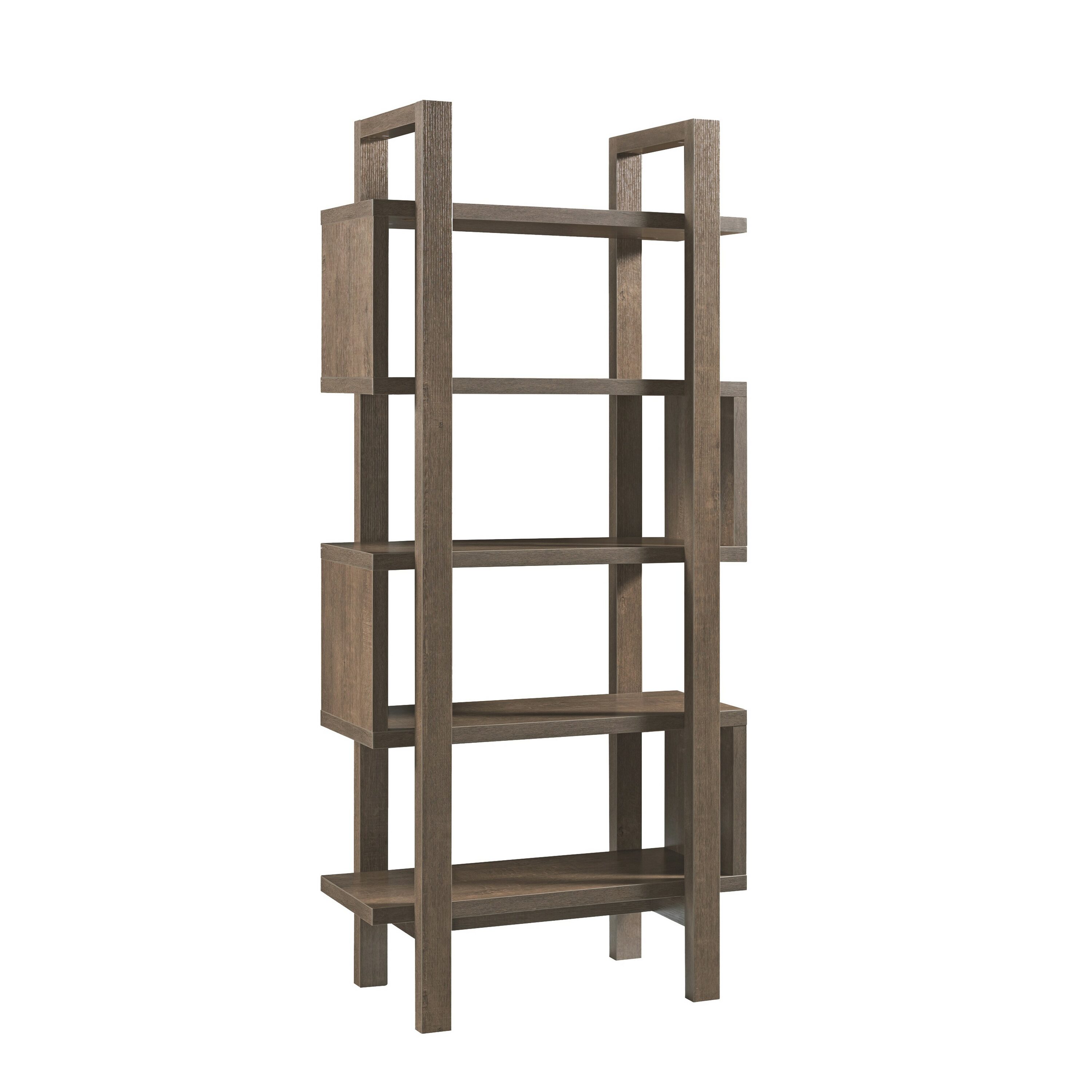 Benzara BM204137 Brown Wood 5-Shelf Bookcase (14.25-in W x 14-in H x 71-in D)