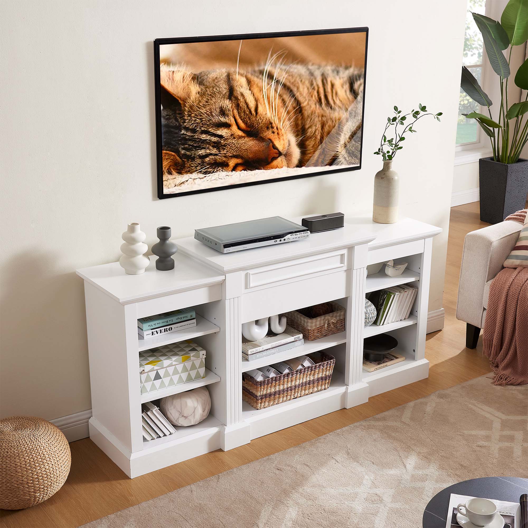 Fun Orange FUN25TV12 TV Stand Modern/Contemporary White TV cabinet ( Accommodates TVs up to 65-in )