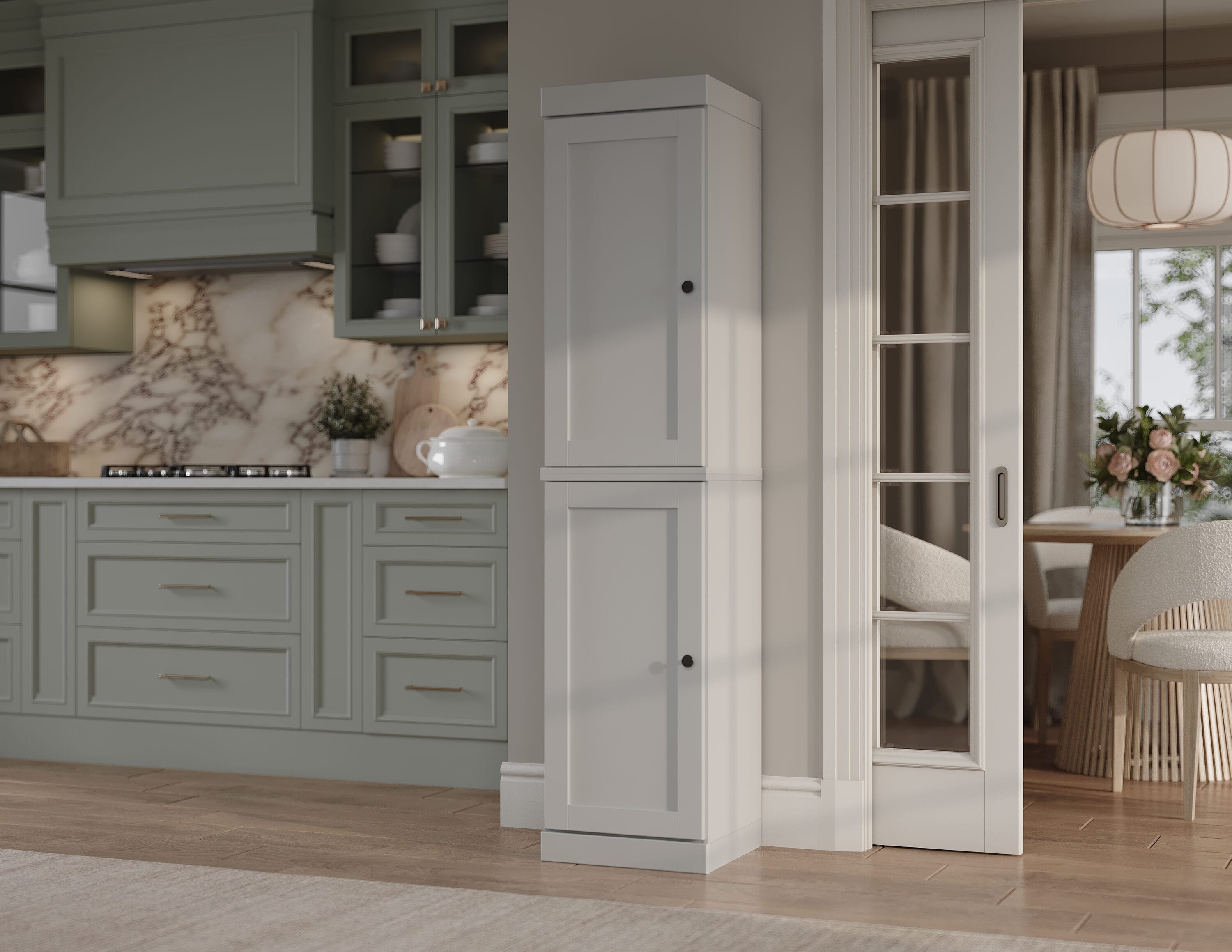 Palace Imports 16.5-in W Solid Wood Kitchen Pantry Cabinet Tall Modular with Shaker Doors Adjustable Shelves