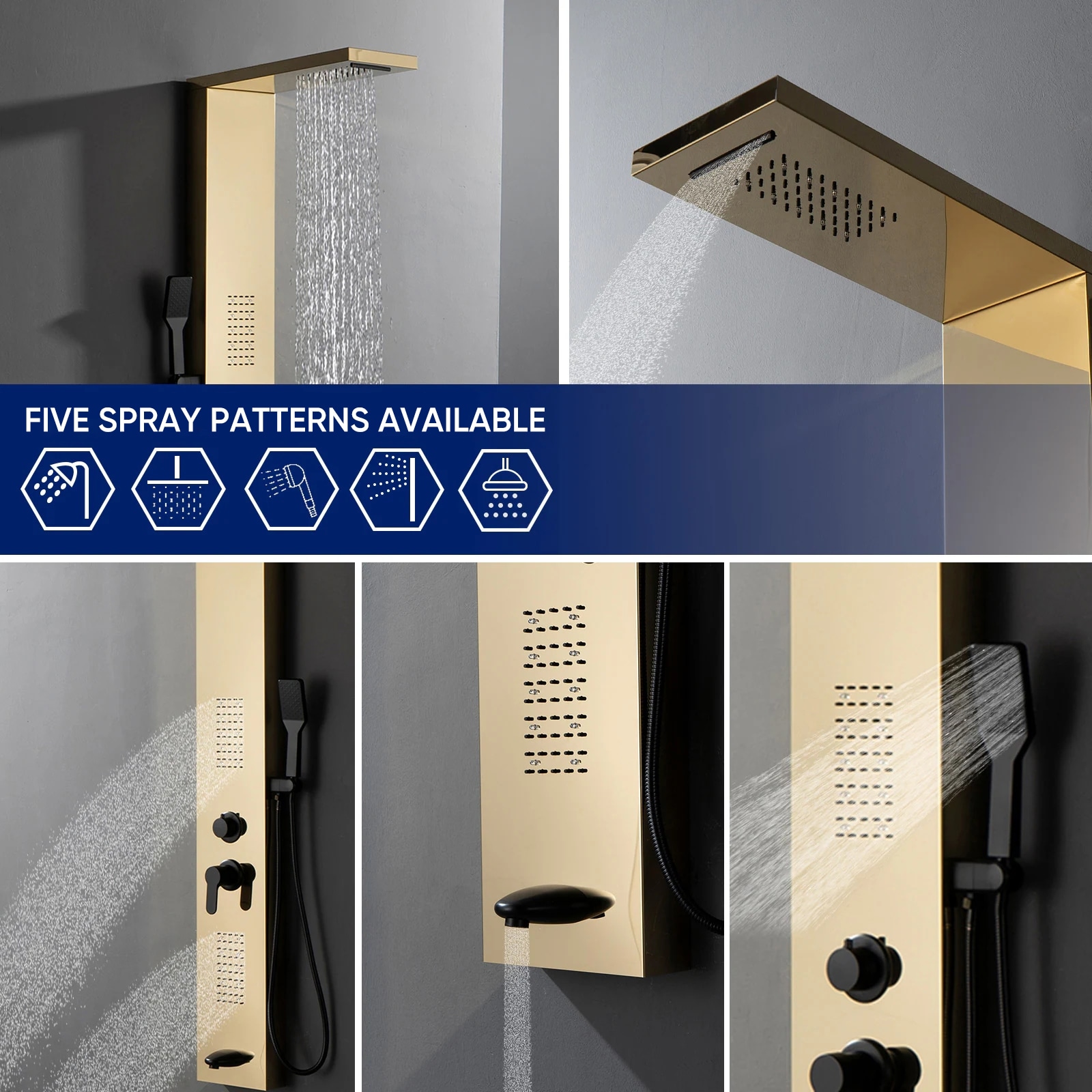 BWE YTP25-BGK Showerhead-Bar-Panels - View #2