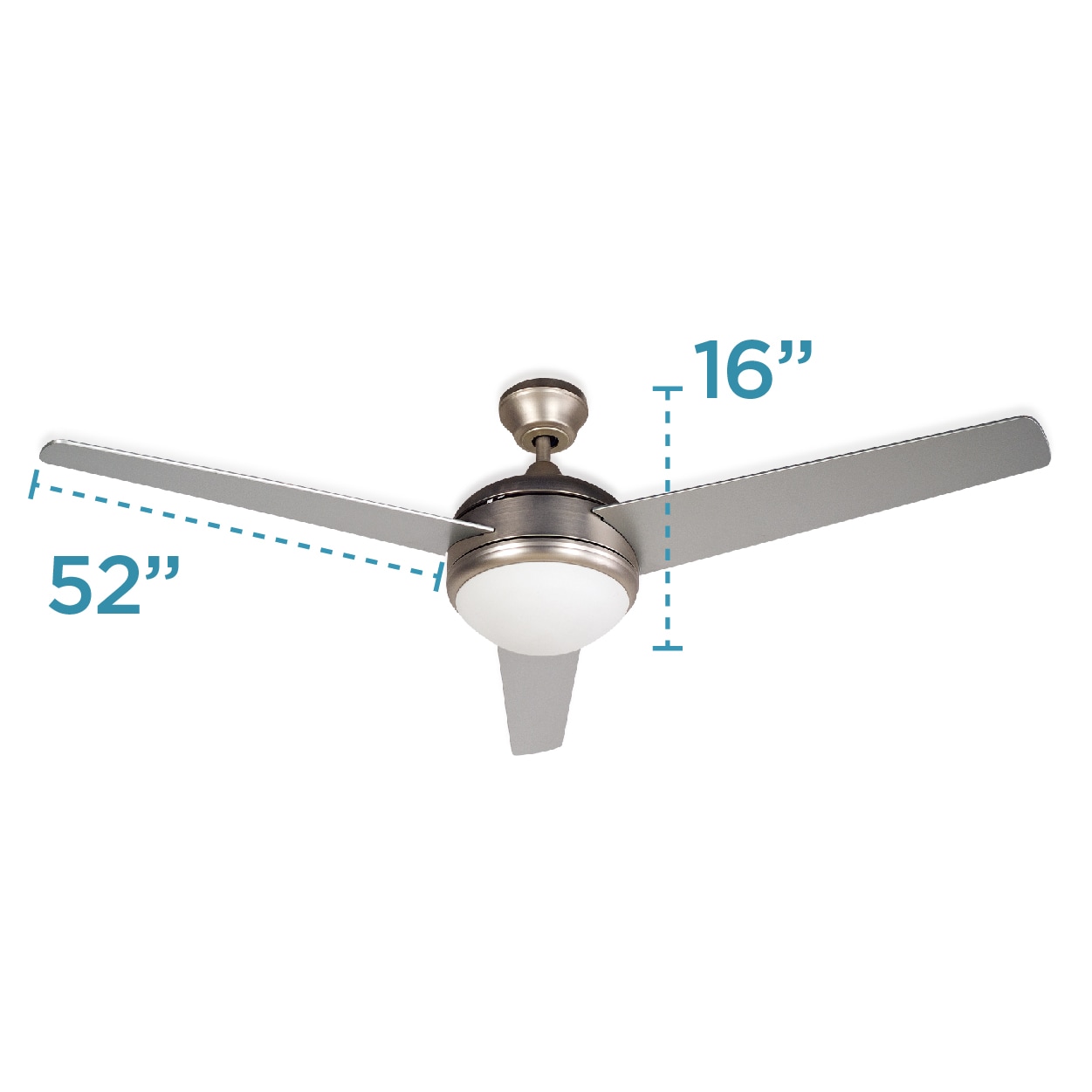 52-Inch Brushed Nickel Ceiling Fan with Light and Remote
