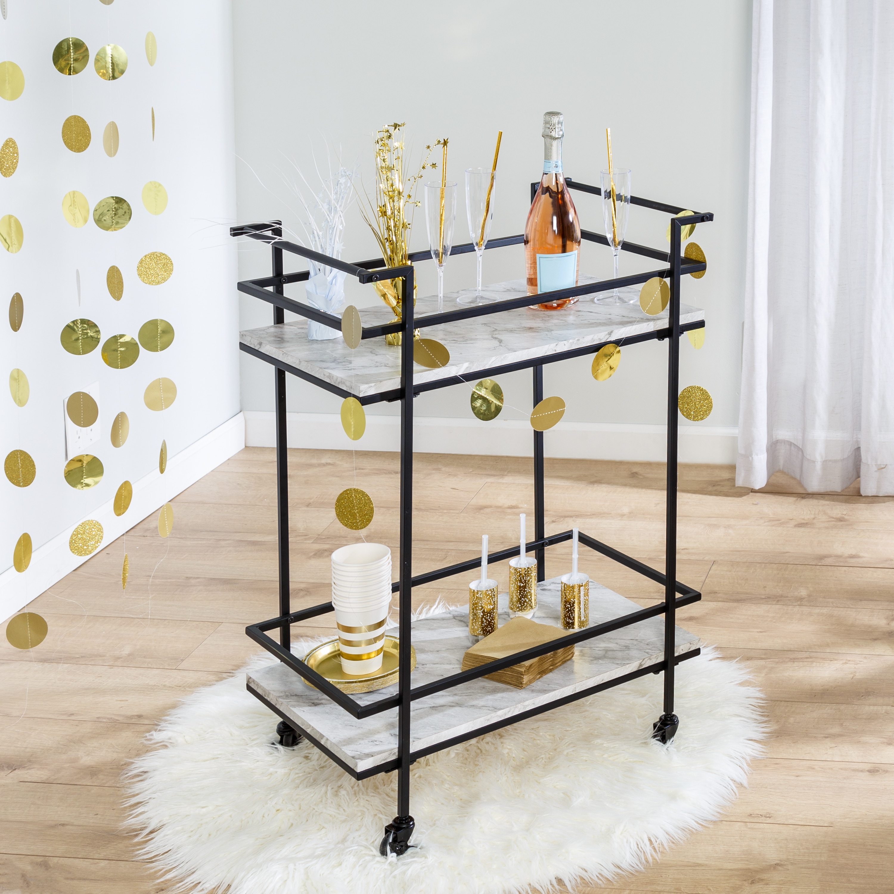 Honey-Can-Do 2-Shelf MDF Wheeled Extendable Craft Storage Cart in