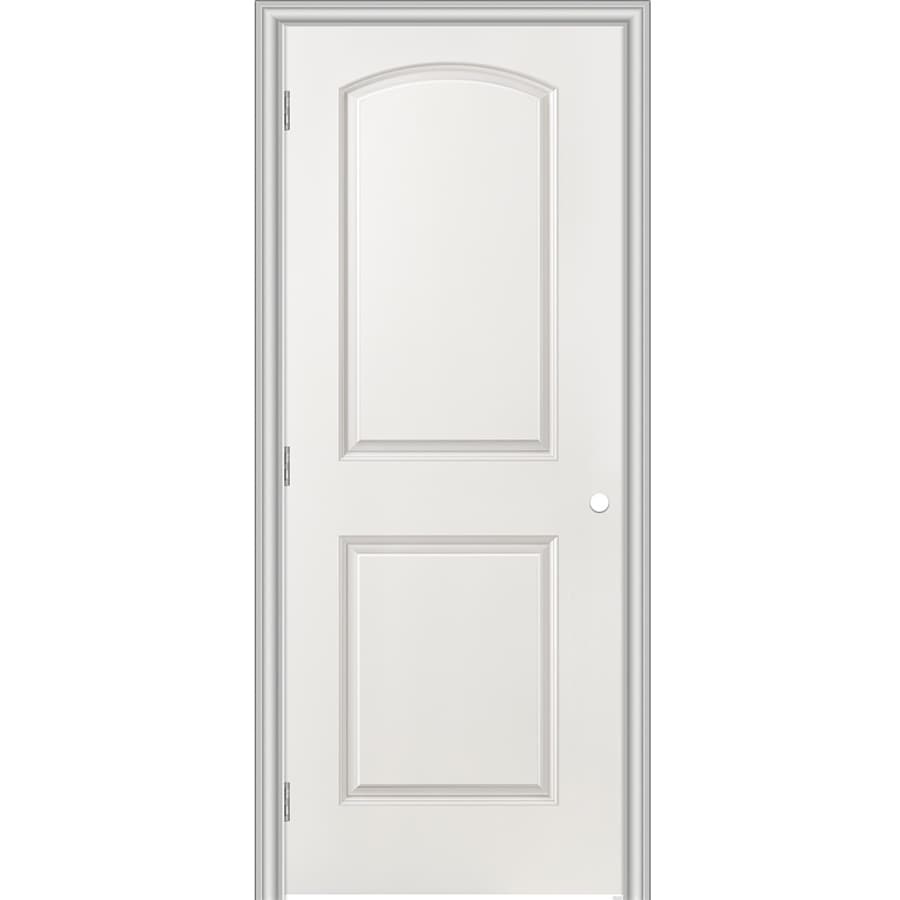 RELIABILT 193757 24-in x 80-in Hollow core 2-panel round top Right hand Smooth Unfinished Molded composite Split Jamb Single Prehung Interior Door 366 Casing