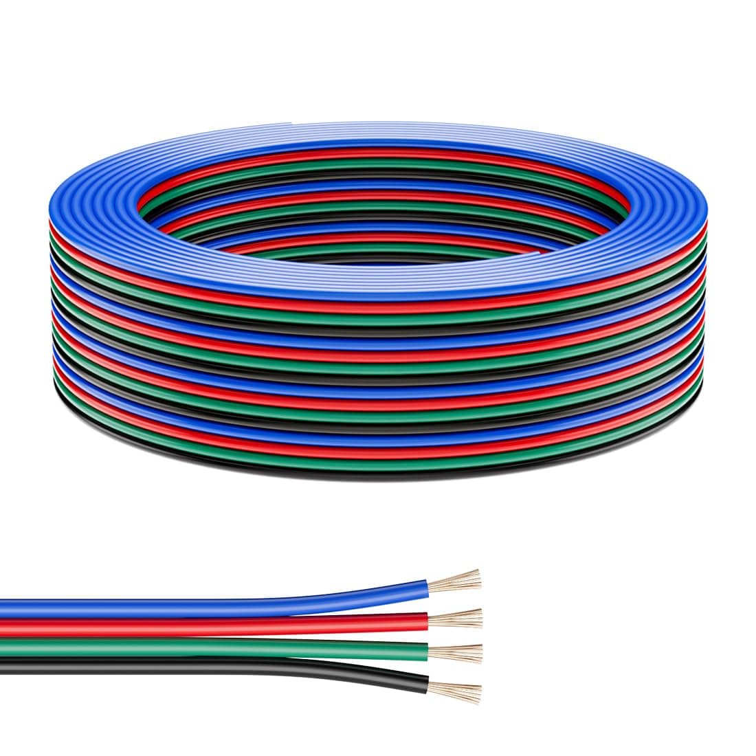 Aoibox 32 8 Foot 20 AWG 4 Pin LED Strip Extension Cable Tinned Copper Connector Wire RGB Addressable LED Low Voltage #LAB2BPPS