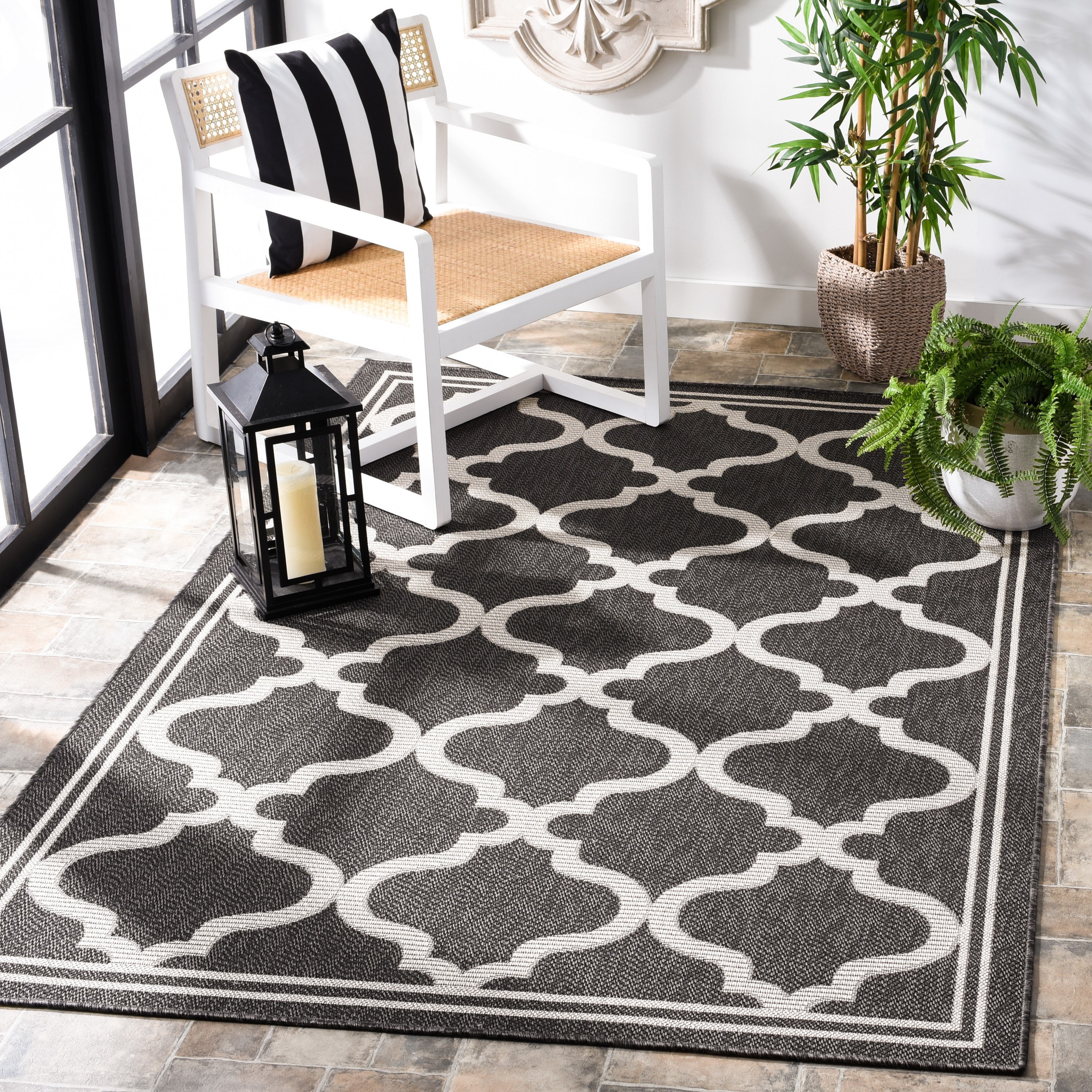 Safavieh BMU810Z-3 Bermuda 800 Mercy 3 x 5 (ft) Loomed Polypropylene Charcoal/Ivory Rectangular Indoor/Outdoor Trellis Farmhouse/Cottage Area rug