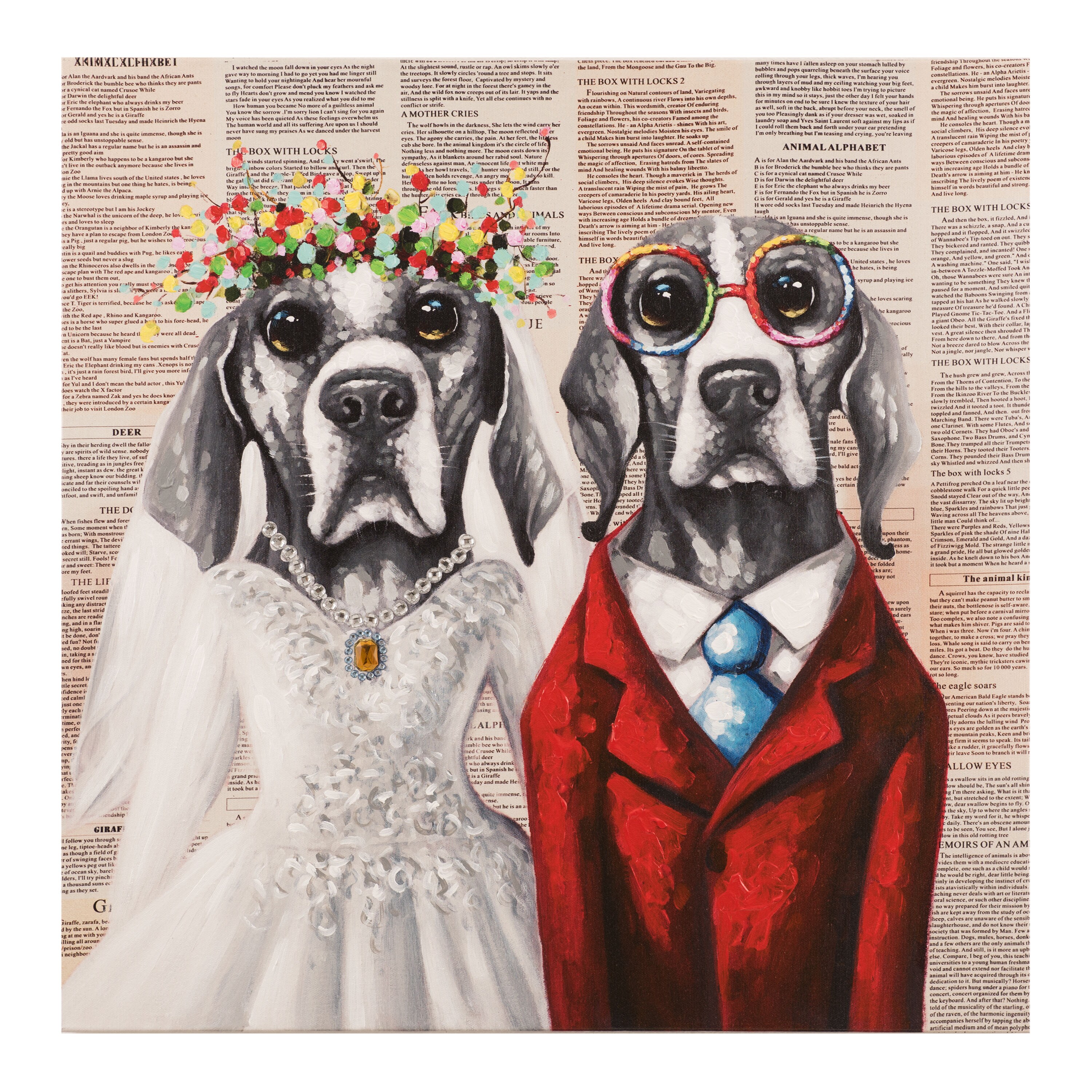 Yosemite Home Decor AR15F01727 Mr. and Mrs 32-in H x 32-in W Animals Canvas Hand-painted Painting