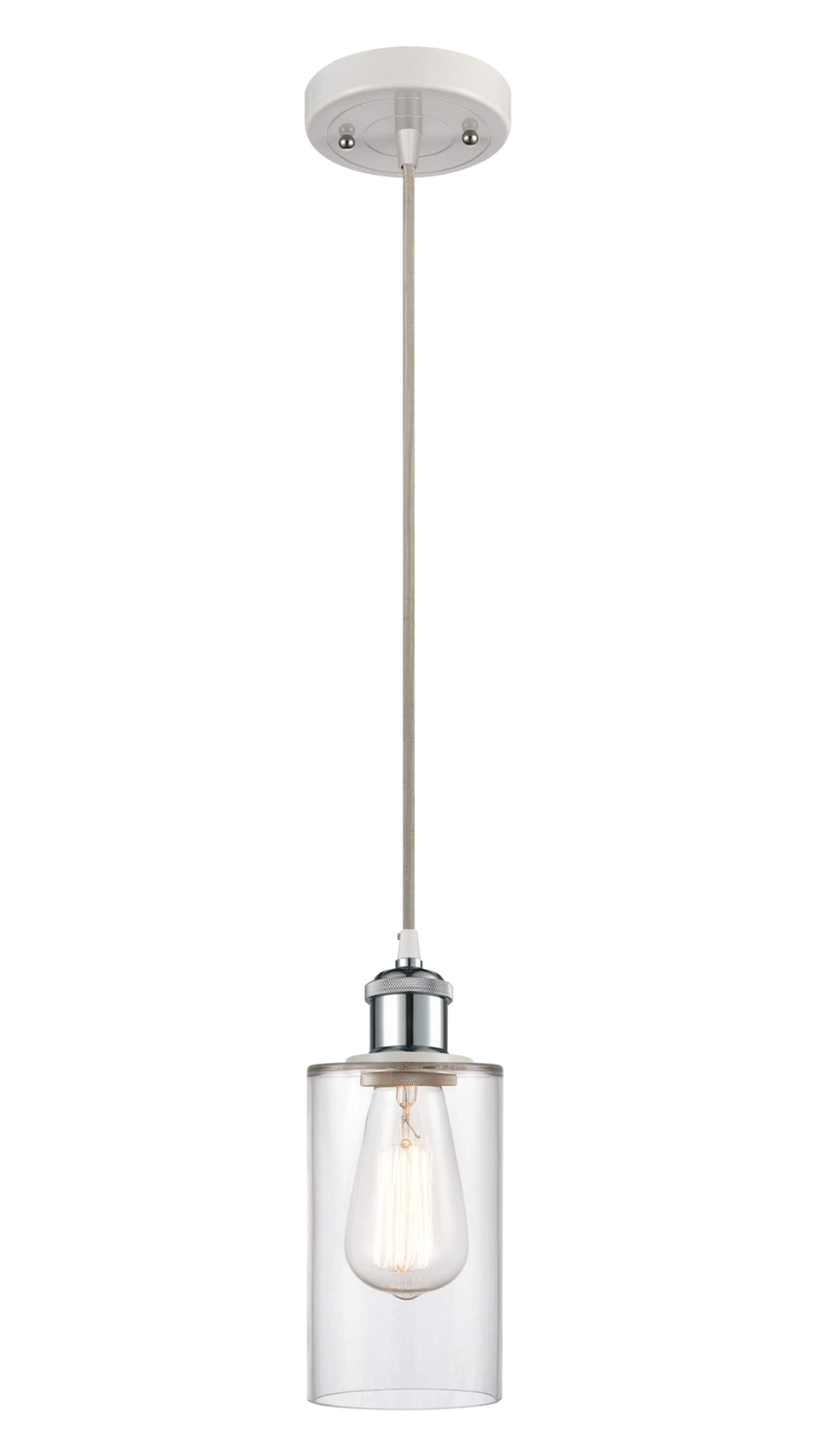 Crisp Classic Chrome Mini Pendant with Cylindrical Glass Shade