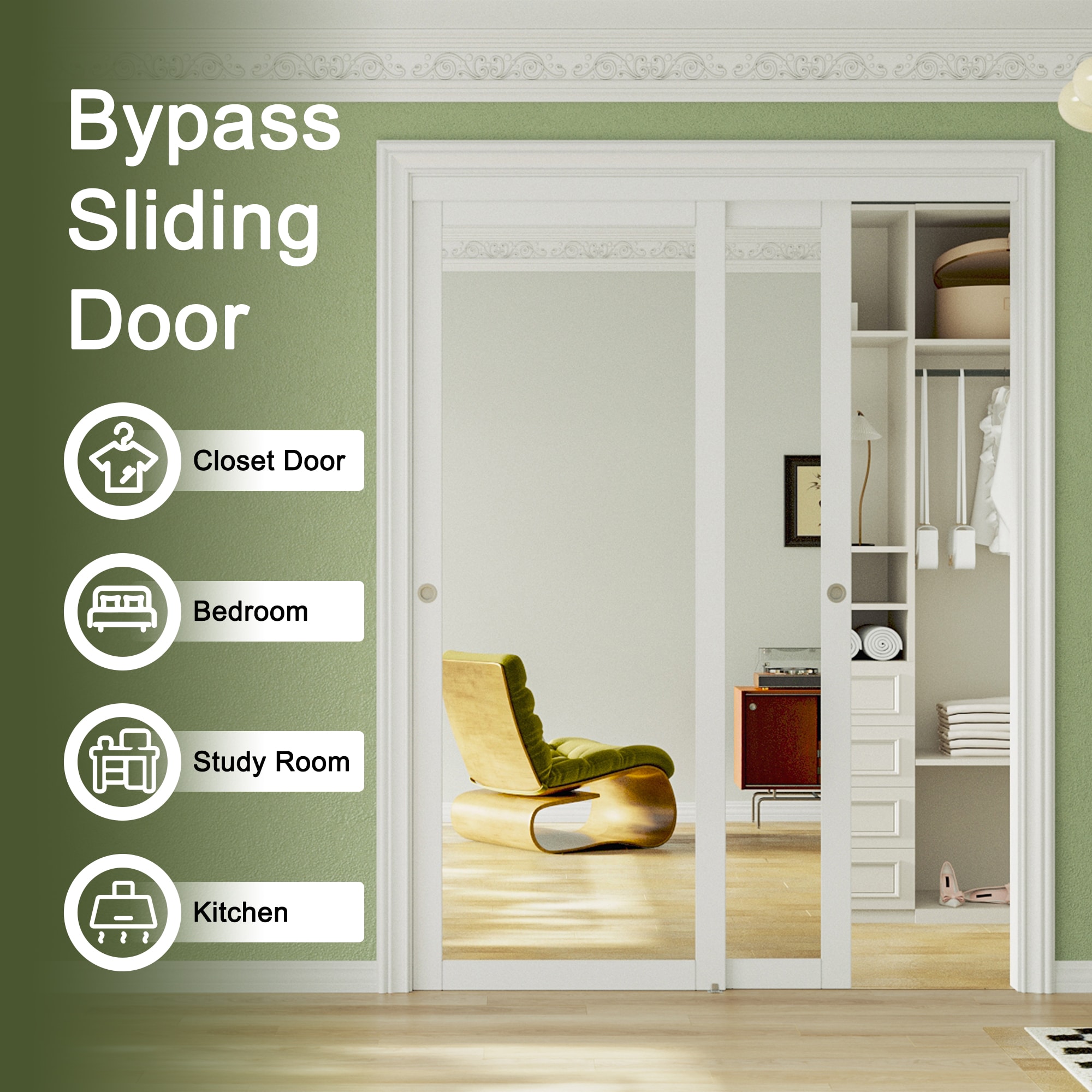 JUJUBON IN-CD-SLDQ-SD-1L-96 Bifold-Sliding-Closet-Doors - View #6