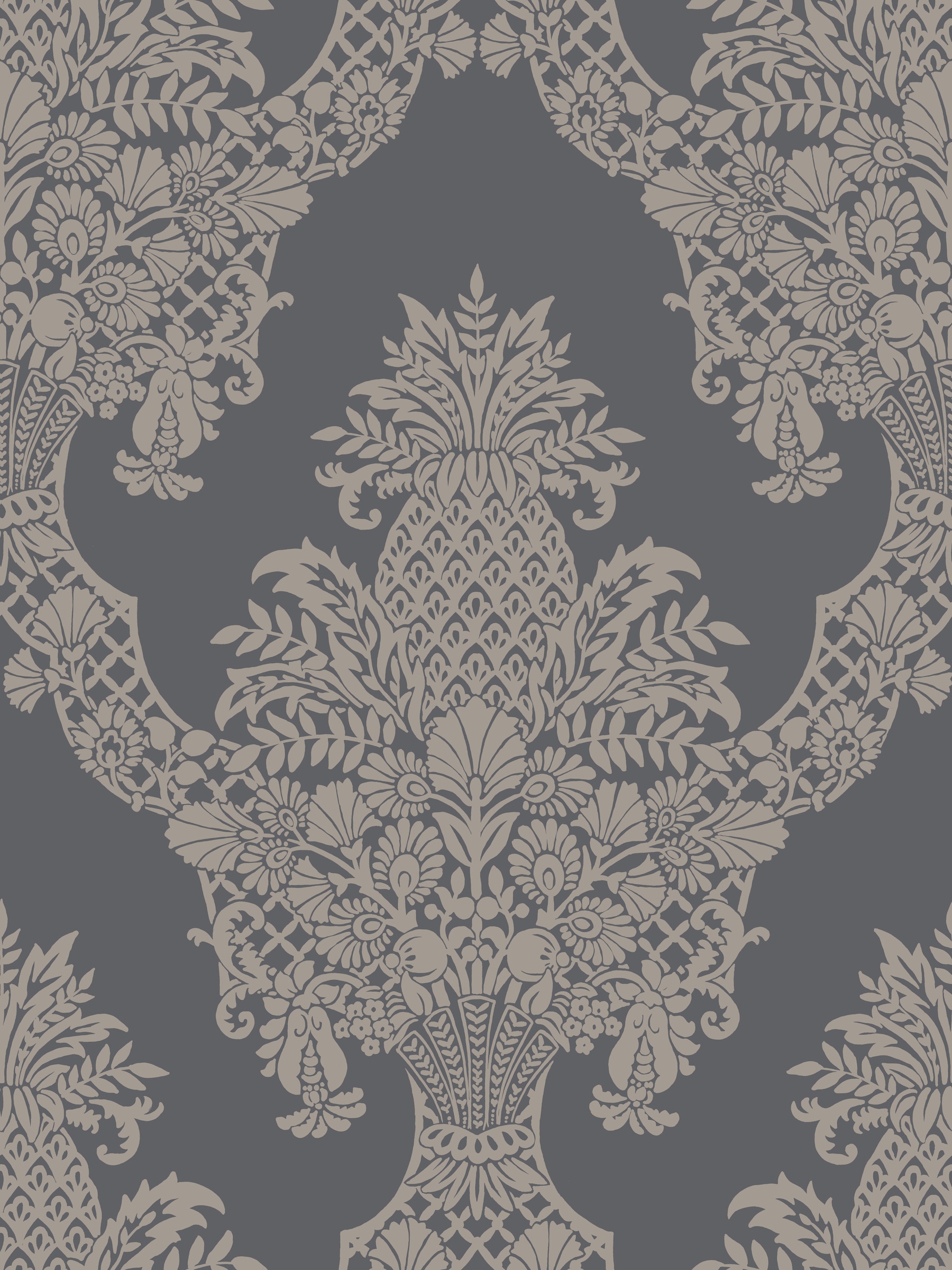 York Wallcoverings DM4975 Damask Resource Library 60.8-Sq. Feet Gray Non-woven Damask Prepasted Water Activated Paste Wallpaper