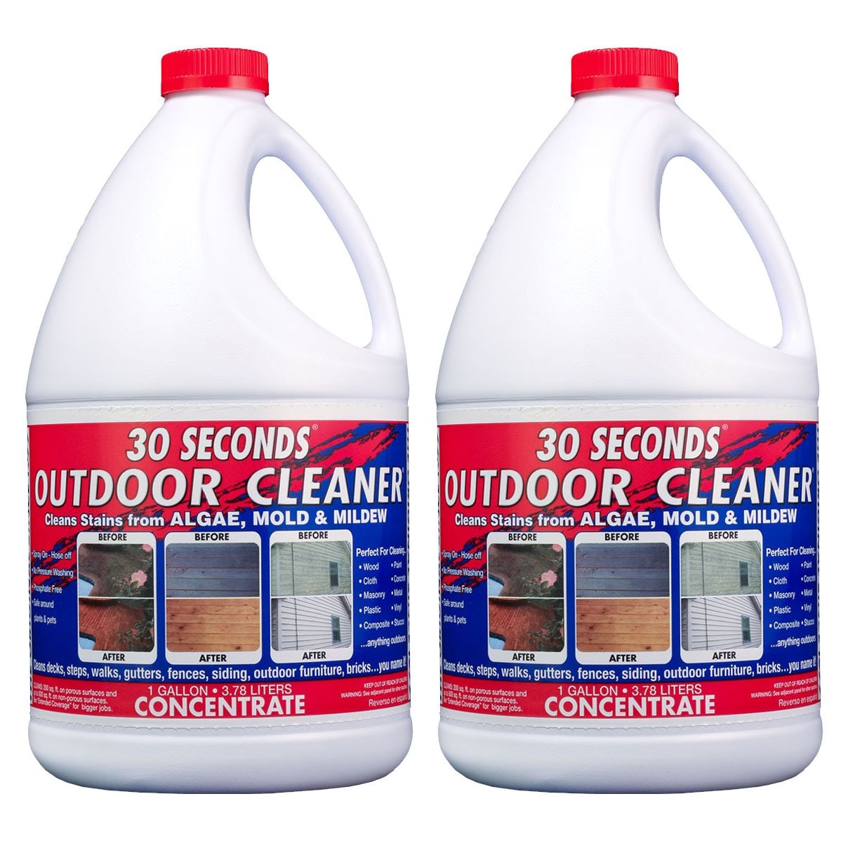 30 SECONDS  75128 Outdoor Stain Cleaner Concentrate - 1 Gallon 2-Pack for Effective Cleaning