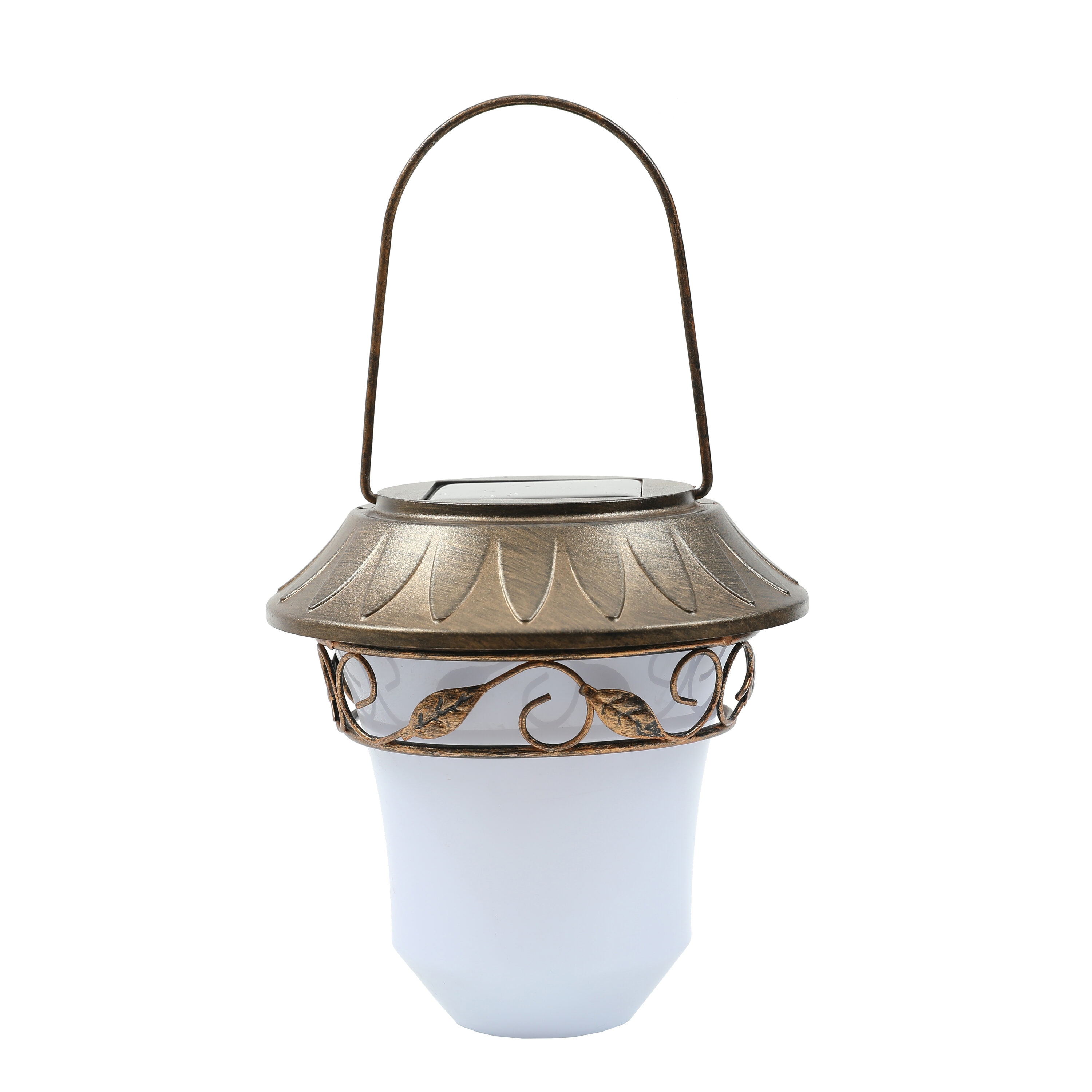 Brown Matte Solar LED Pathway Lanterns with Shepherd Hooks, Set of 2