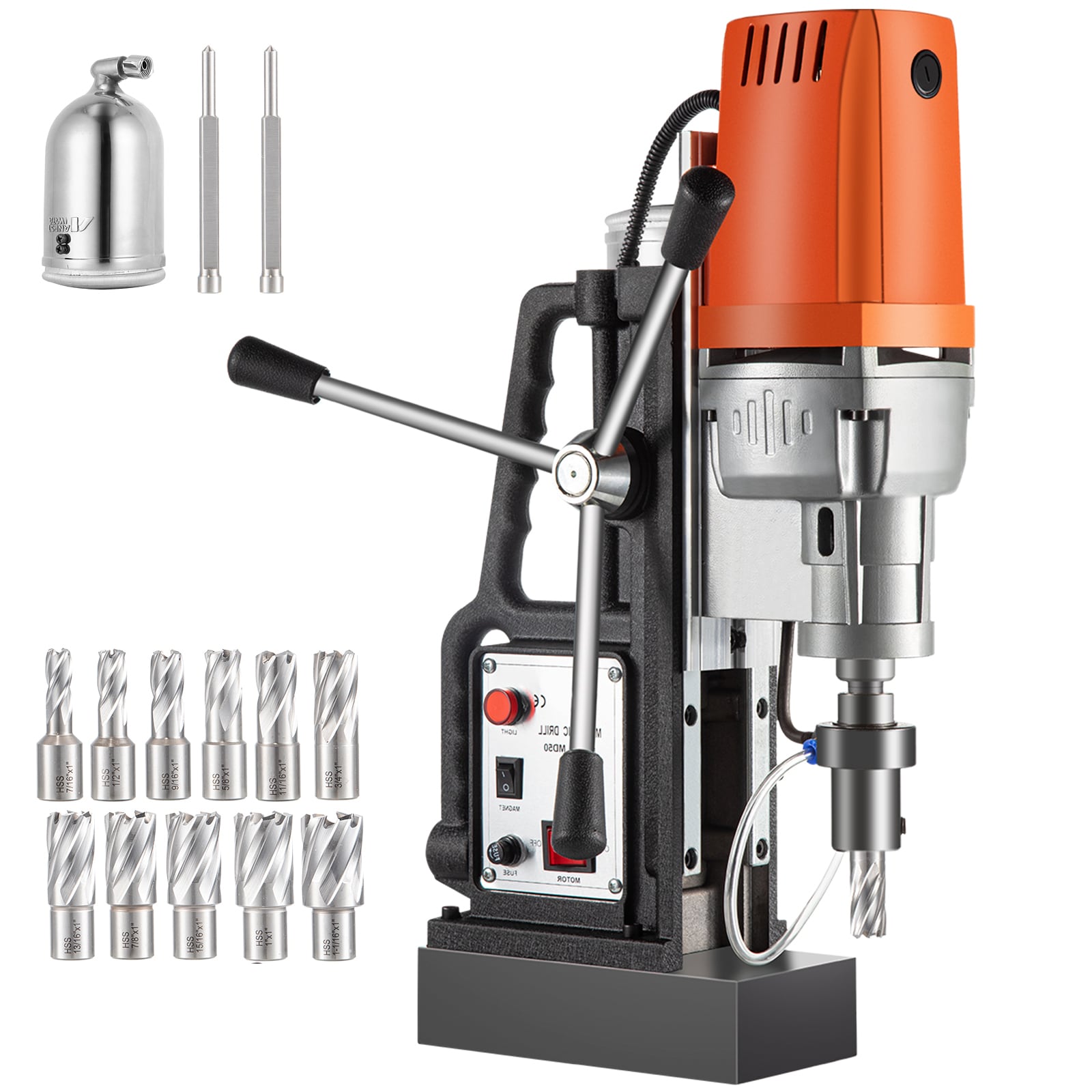 Mecale 1450-W Magnetic Drill Press Kit with 2-in Boring Diameter and 11 HSS Annular Cutter Bits