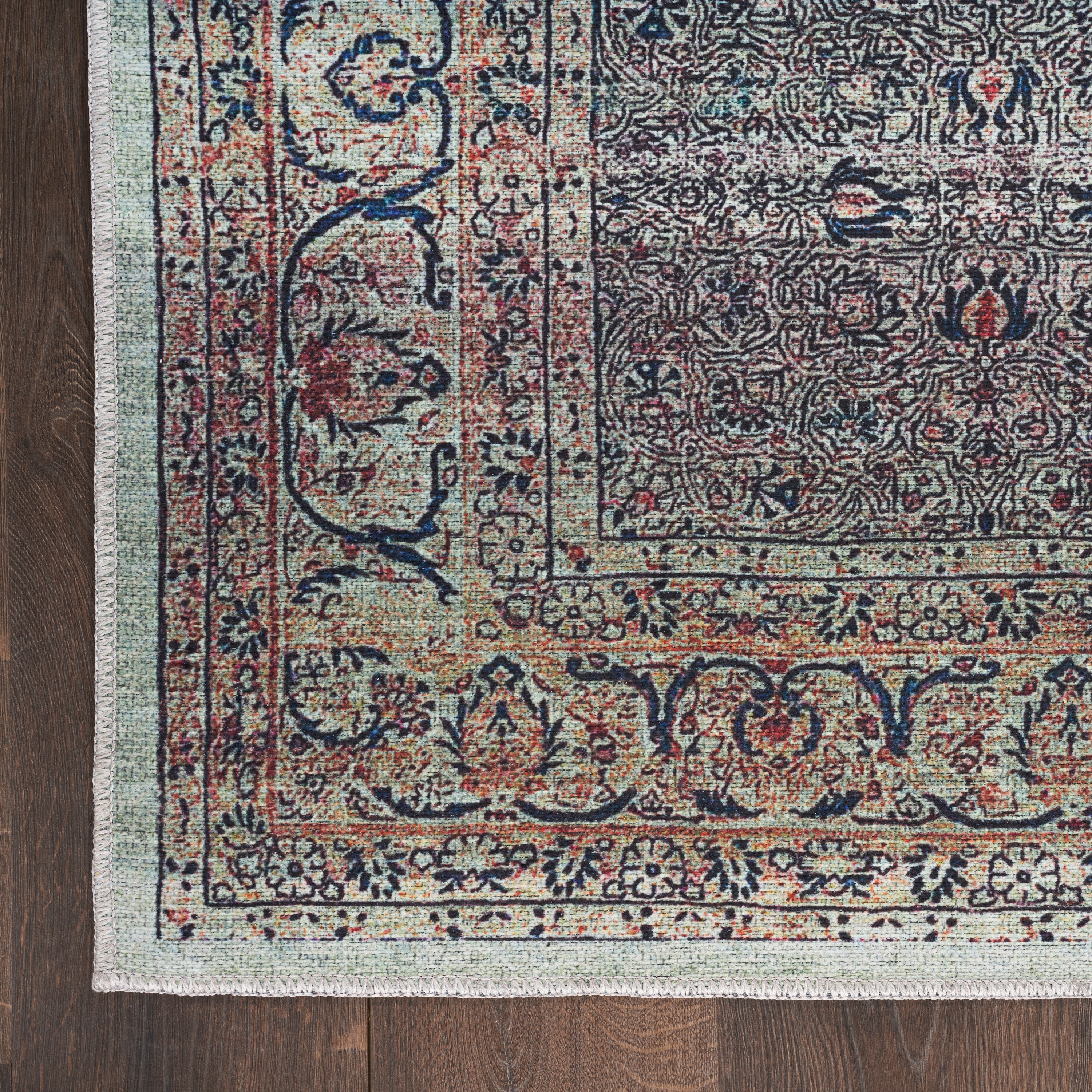 Emerald Vintage Flatwoven 5' x 7' Synthetic Easy Care Rug