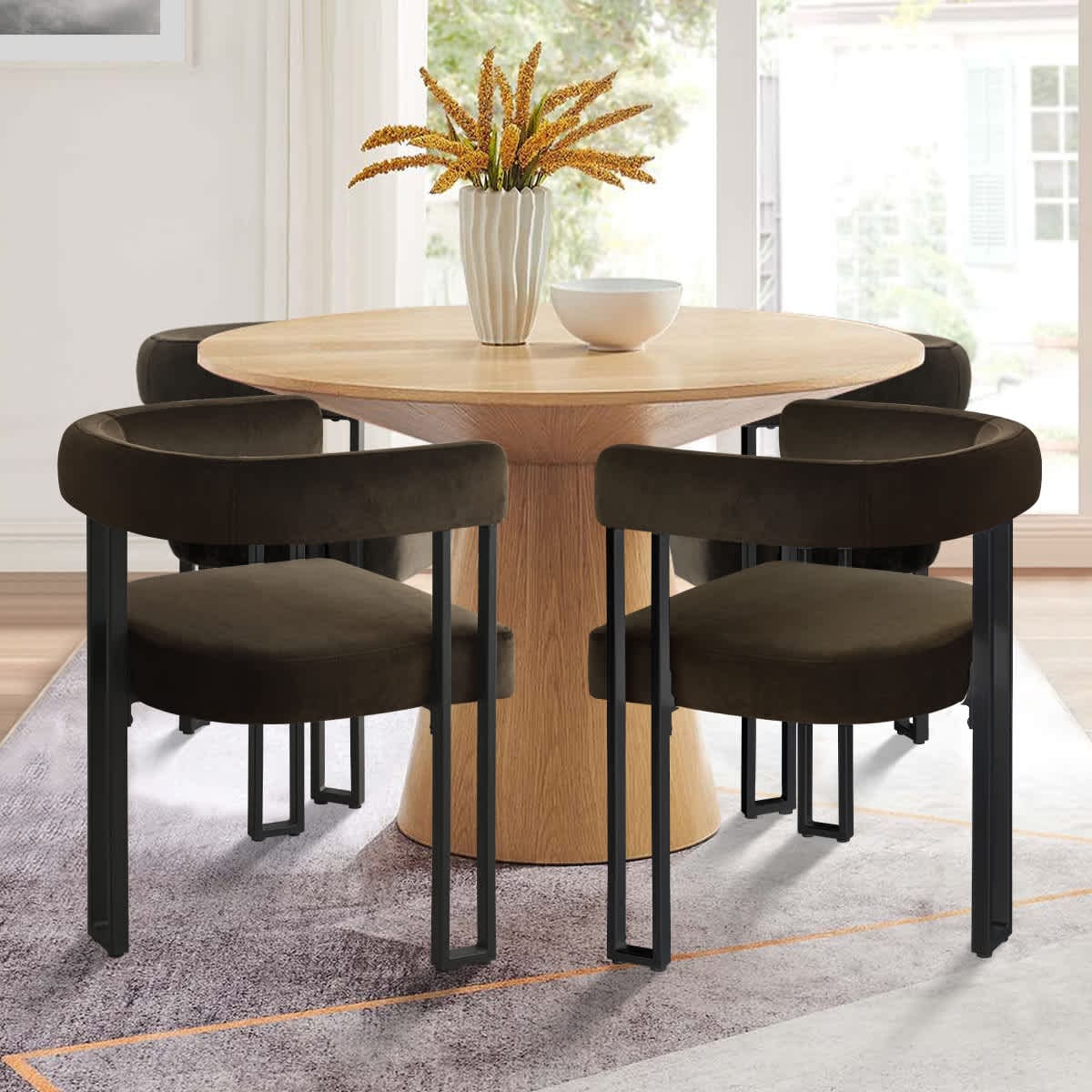 Maison Boucle MIA-VELVET-MINK 4 Dining-Chairs - View #2