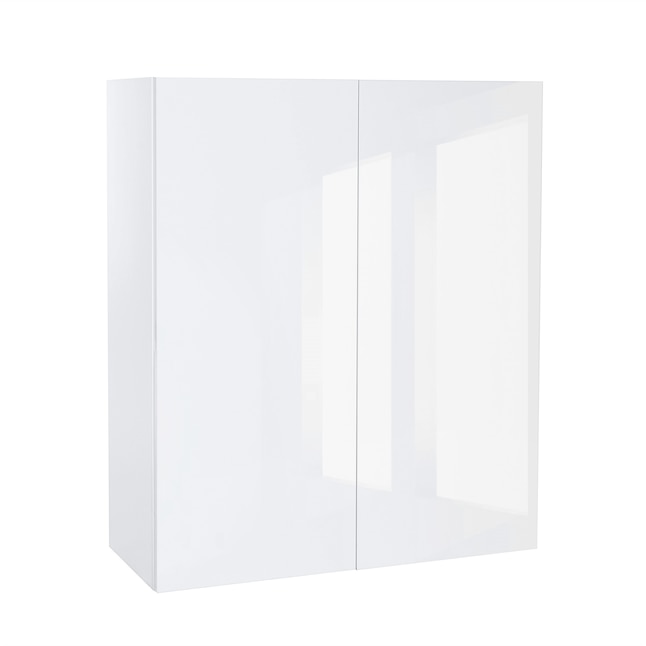 Cambridge 12-in W x 36-in H x 12-in D Glossy White Engineered Wood Door Wall Stock Cabinet Cambridge 12-in W x 36-in H x 12-in D Glossy White Engineered Wood Door Wall Stock Cabinet