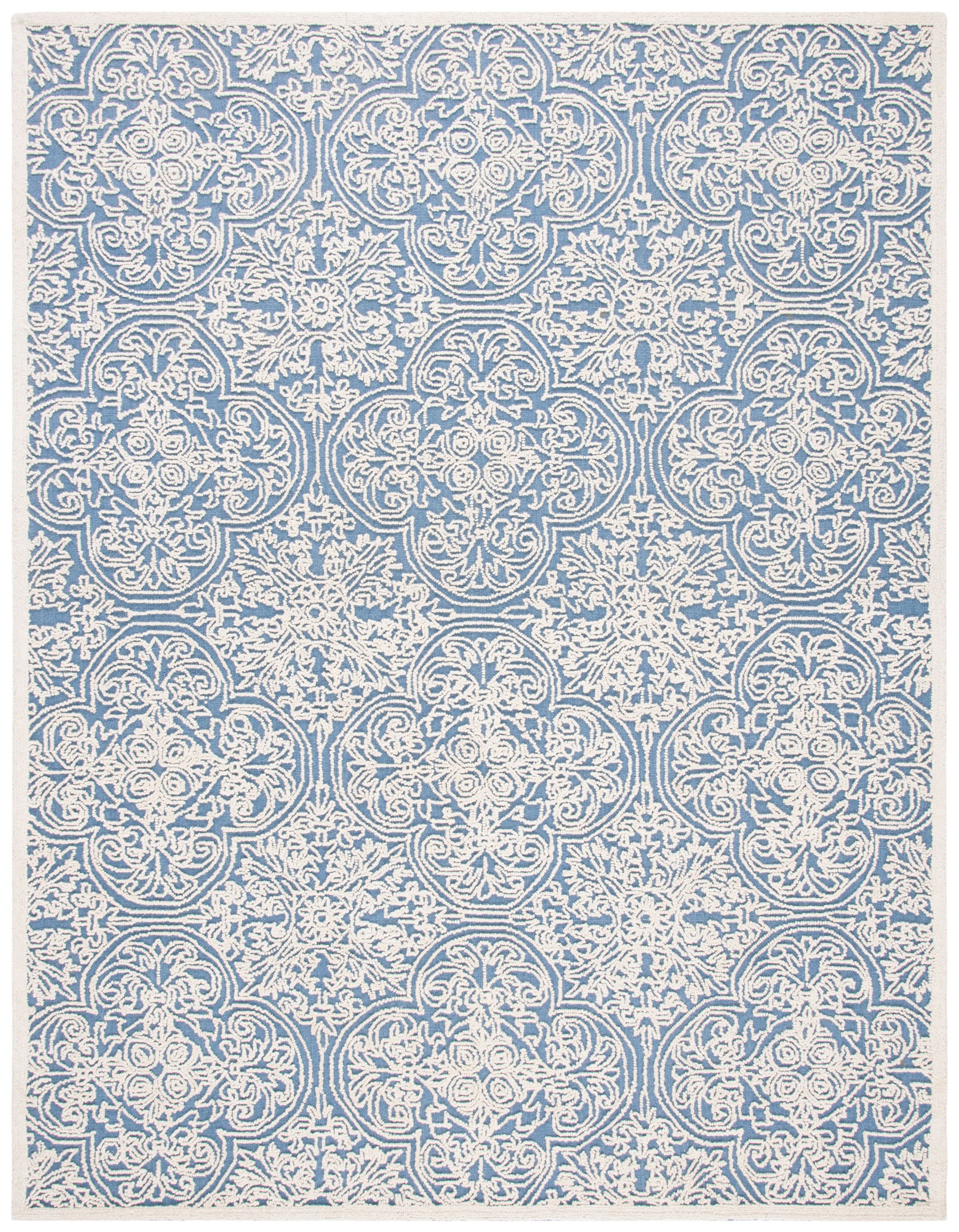 Safavieh TRC101B-8 Trace Megane 8 x 10 (ft) Tufted Wool Blue/Ivory Rectangular Indoor Floral/Botanical Bohemian/Eclectic Area rug