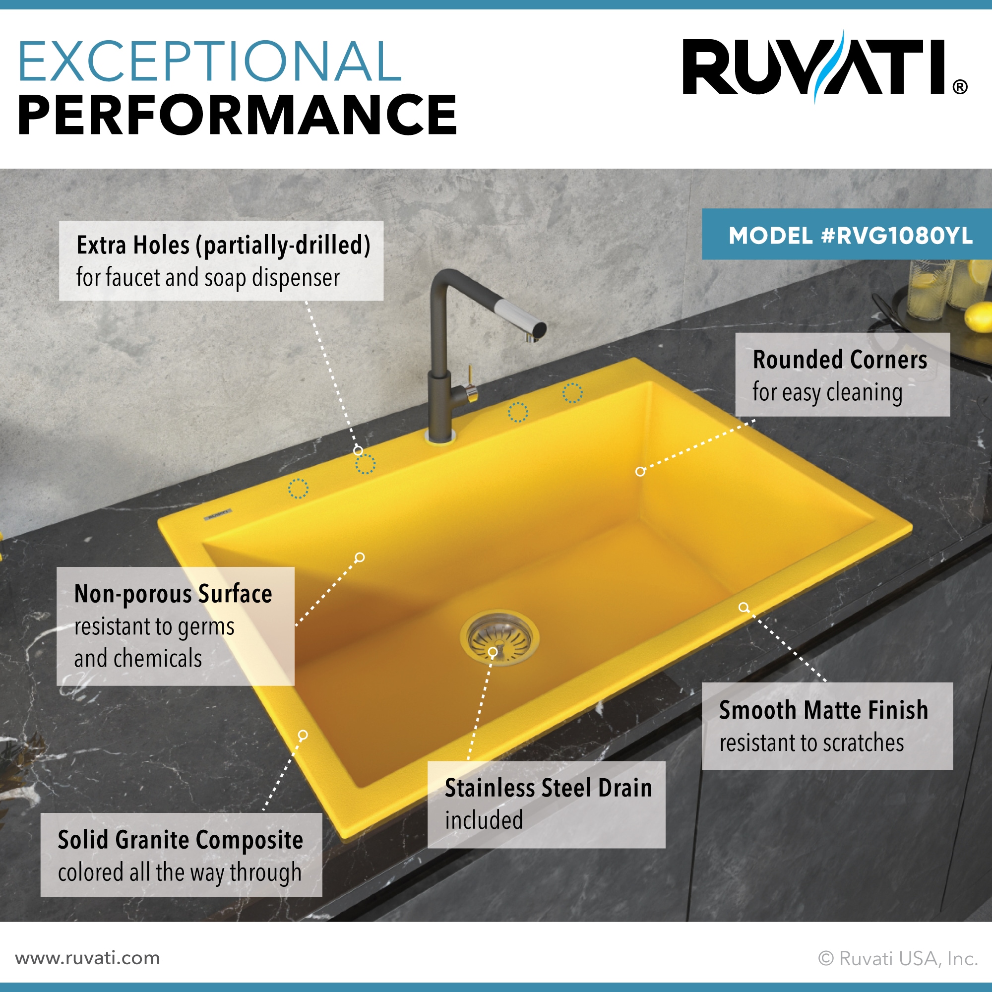 Ruvati RVG1080YL Kitchen-Sinks - View #7