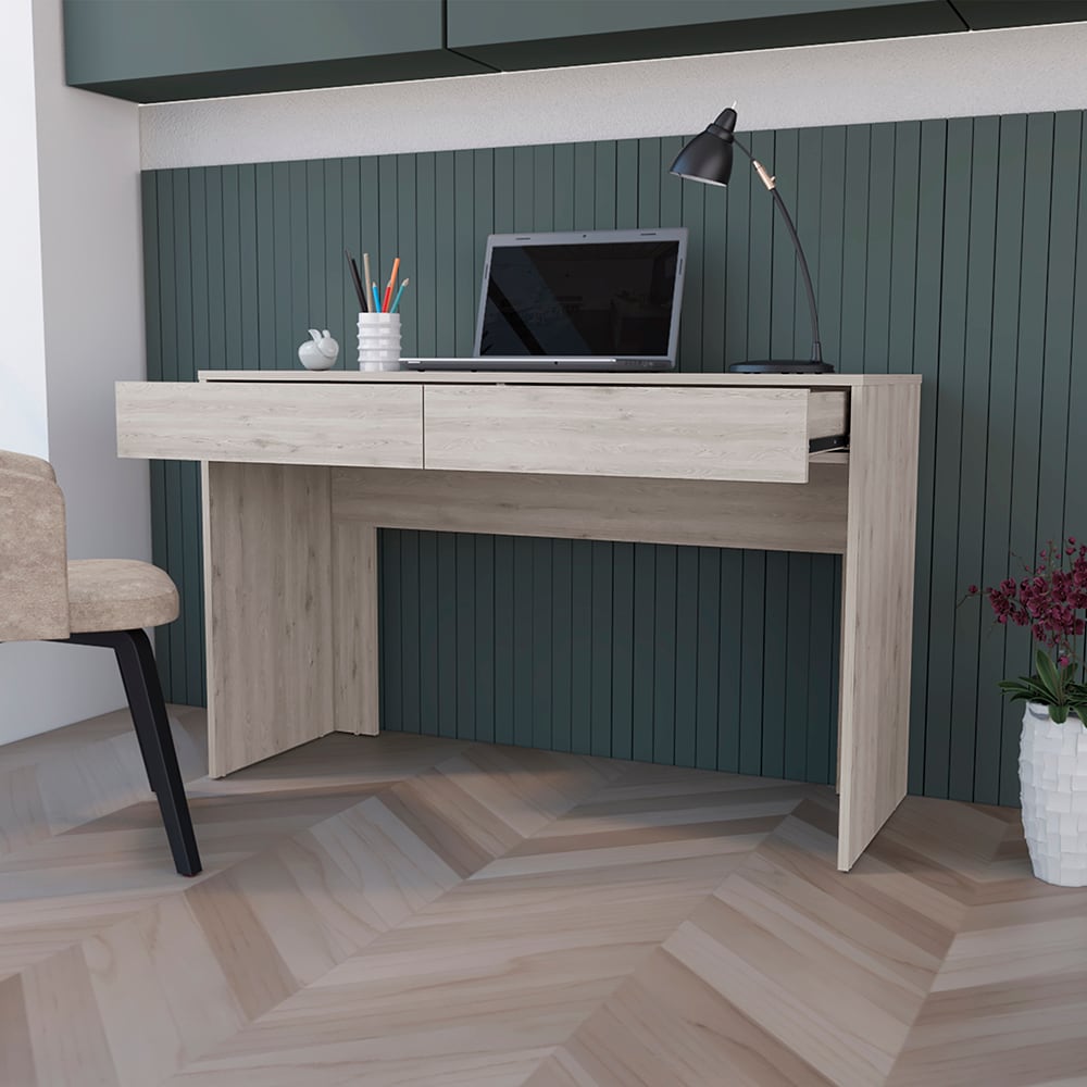Tatayosi JL-123153 Aberdeen 47 Inch Light Gray Computer Desk with Two Handleless Drawers