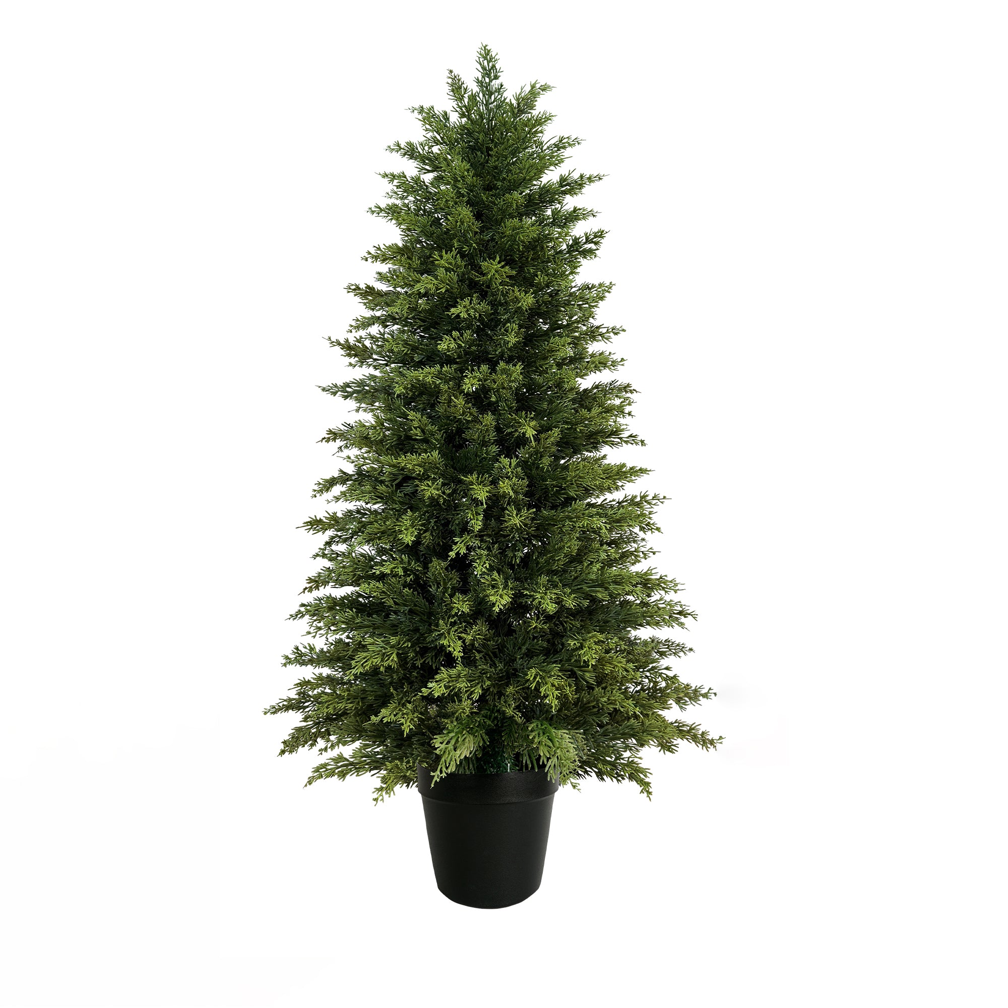 Vitalismo 48-in Green Indoor/Outdoor Floor Cypress Artificial Topiary Potted Cedar Tree Faux Plant UV Resistant Greenery Home Garden Decor 1 Pcs