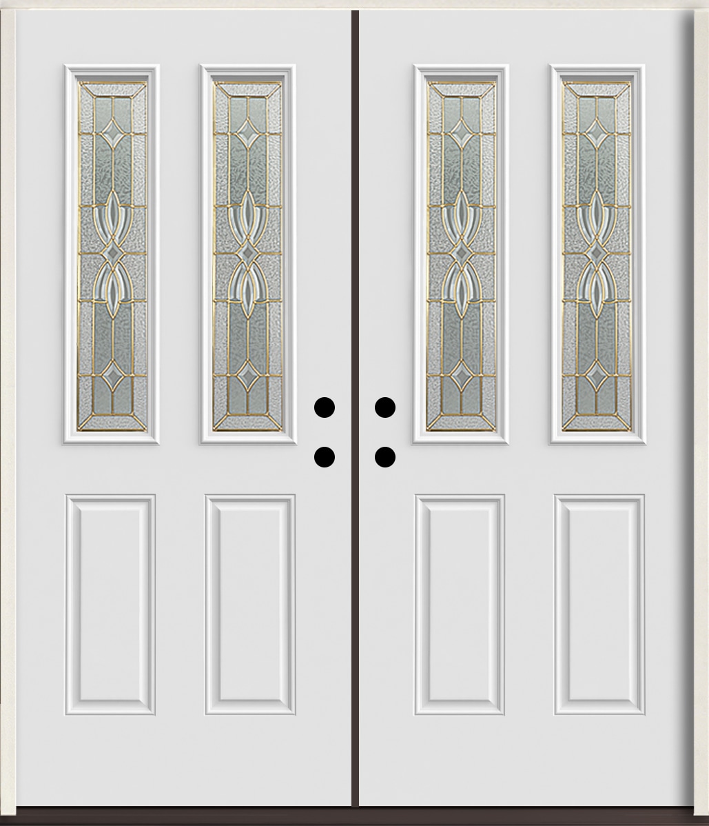 RELIABILT LO964246 Laurel 72-in x 80-in x Fiberglass Twin lite Left-hand inswing Arctic White Paint Painted Prehung Double Front Door Insulating core