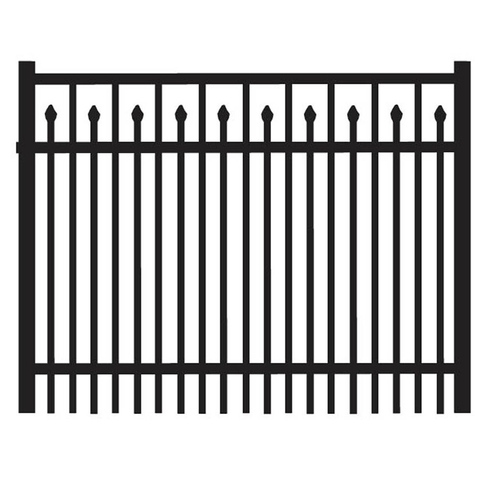 Freedom York 4-ft H x 3-ft W Black Aluminum Spaced Picket Flat-top ...