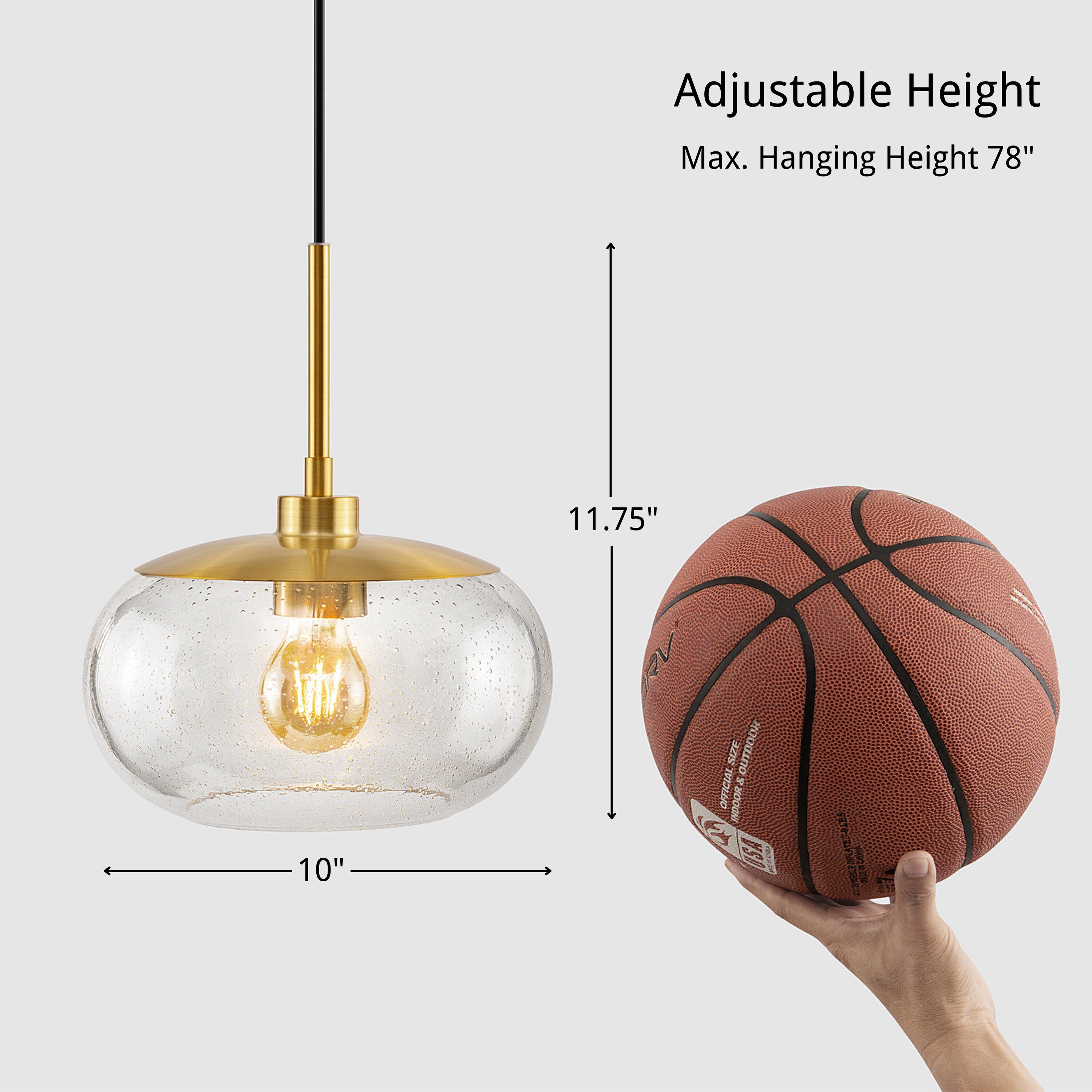 Gold Seedy Glass Globe Pendant with Brass Finish