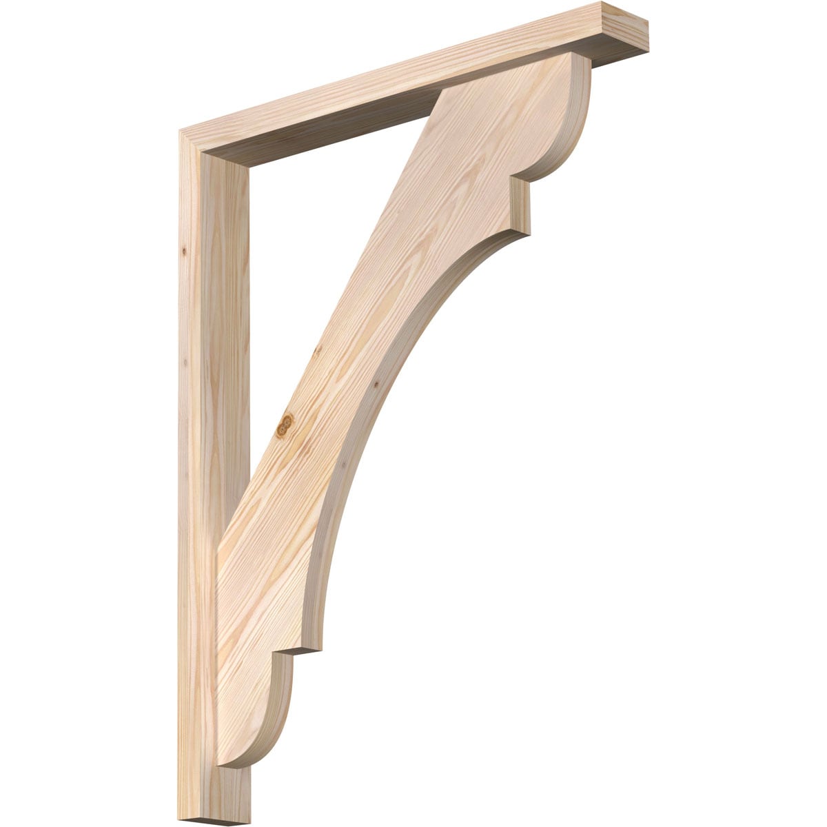 Ekena Millwork 1463728 Olympic Block Smooth Bracket with Offset Brace Douglas Fir Wood Standard Bracket