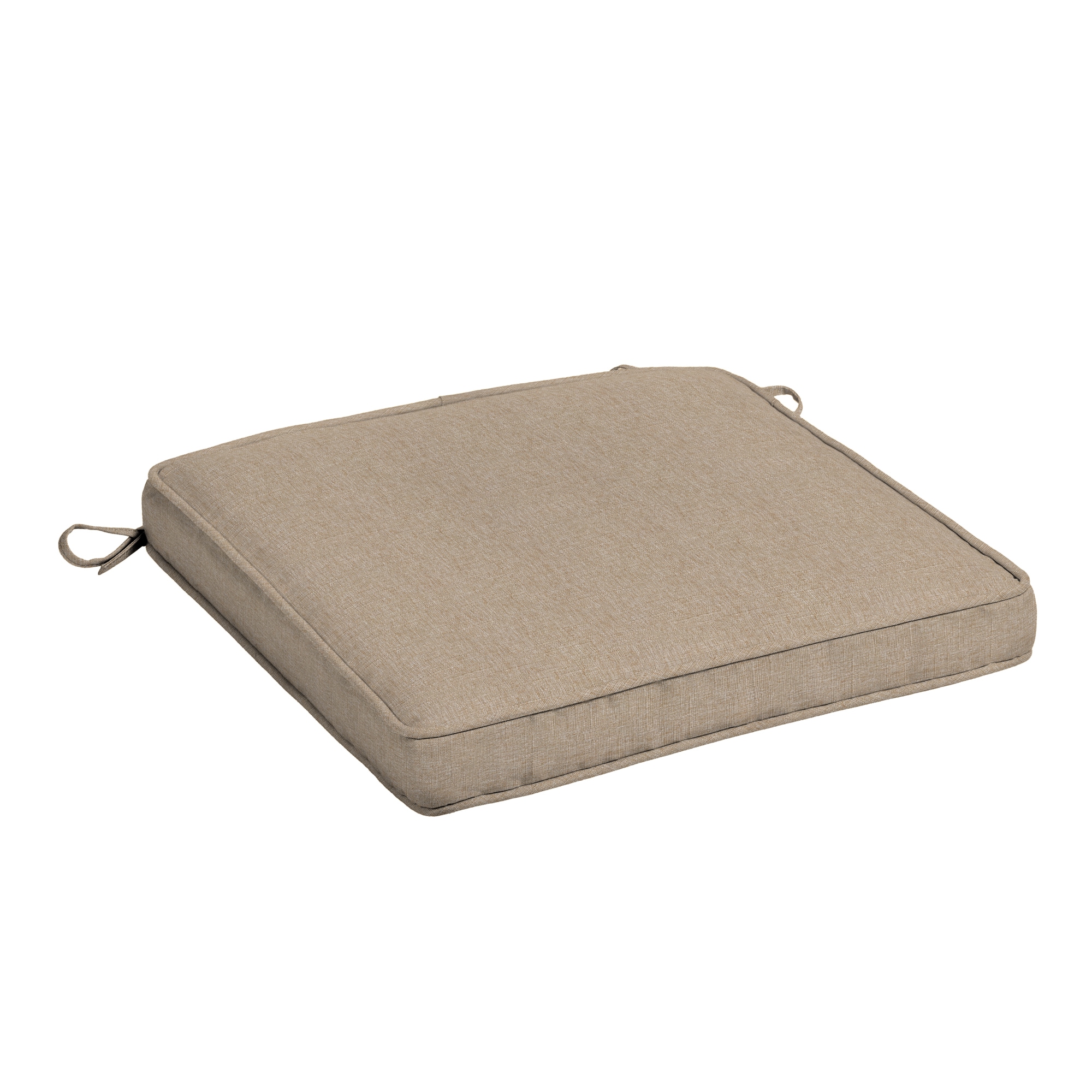 allen + roth with STAINMASTER 20-in x 20-in Wheat Madera Linen Patio chair cushion