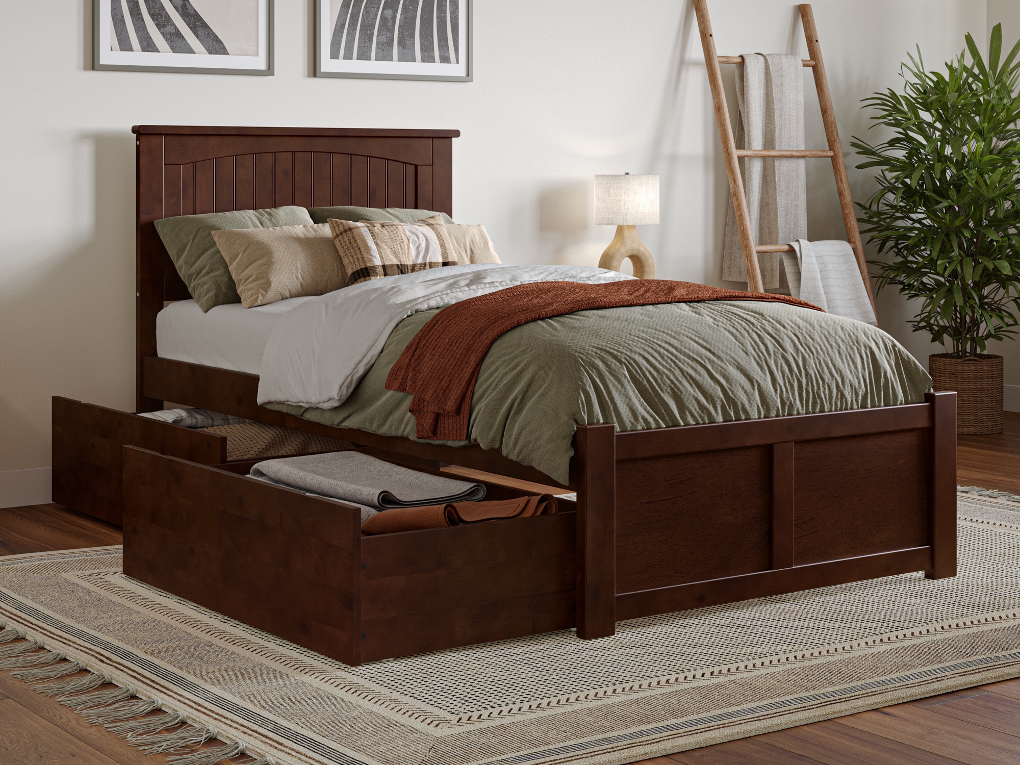 AFI AR8212114 Nantucket Walnut Twin extra long Wood Platform Bed