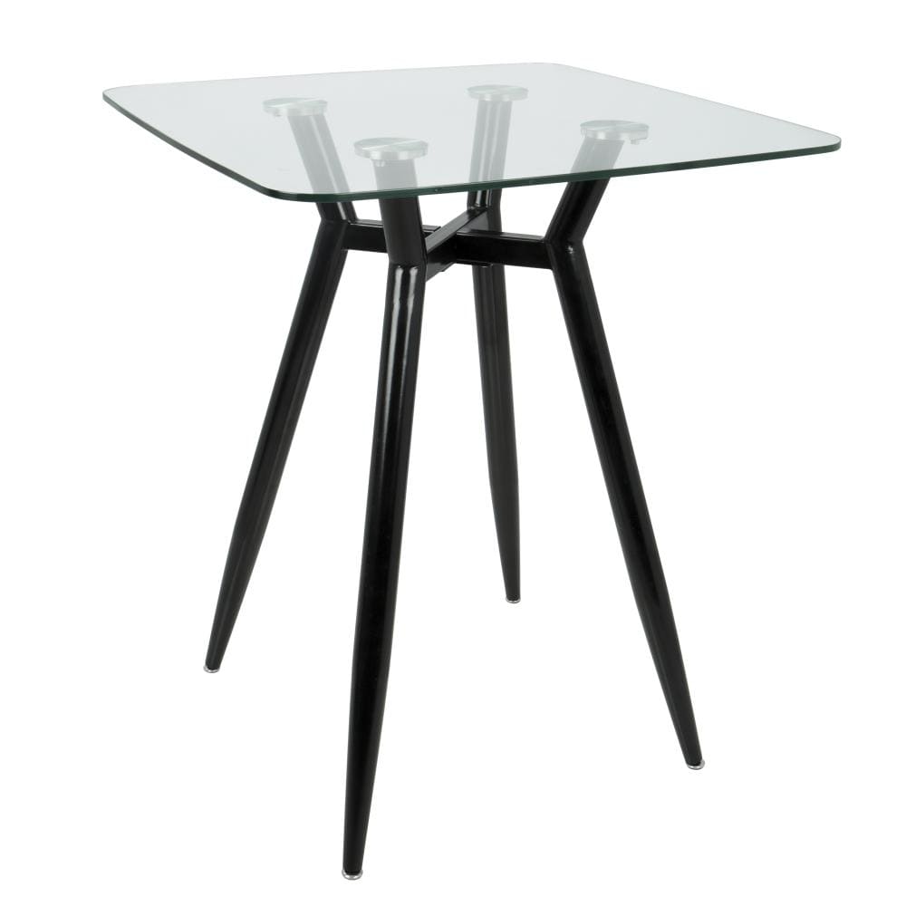 LumiSource CT-CLR3030 BKGL Clara Black Metal, Glass Traditional Counter Table, Glass Top with Black Metal Base 30-in L x 36.5-in H