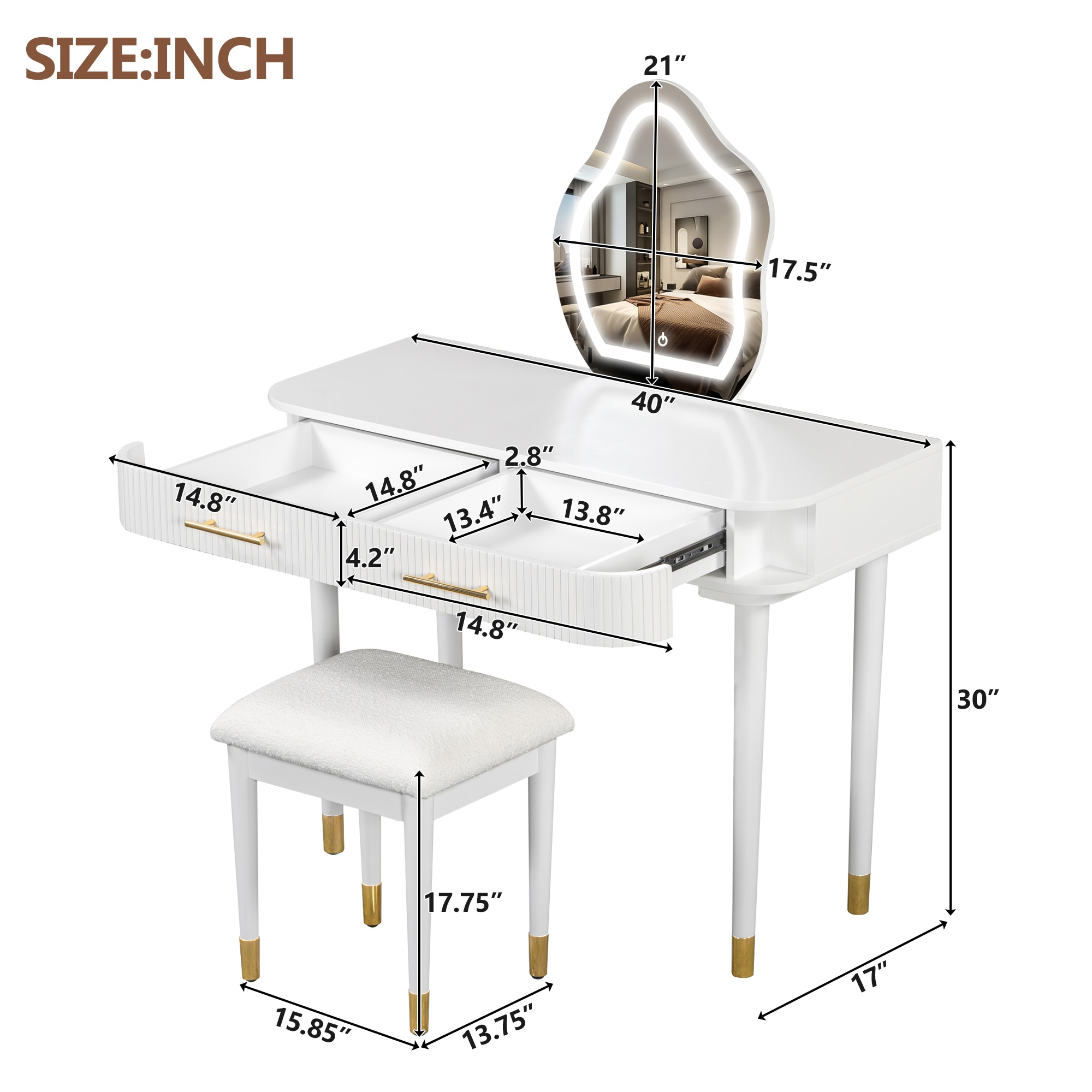 SINOFURN SYD250010WT Bedroom-Vanities - View #9