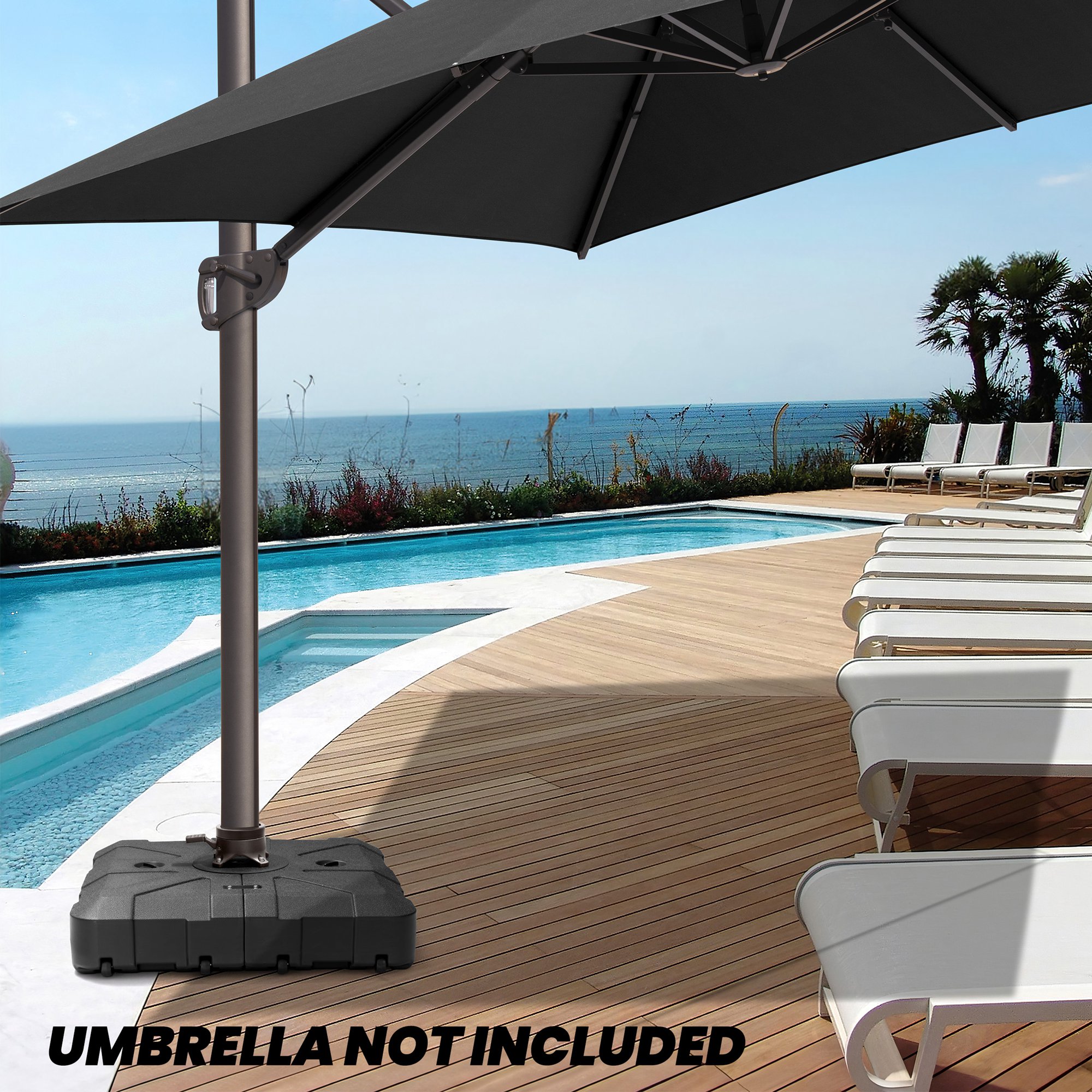 Crestlive Products 260LBS Umbrella Base with Wheels (Black) Black Patio ...