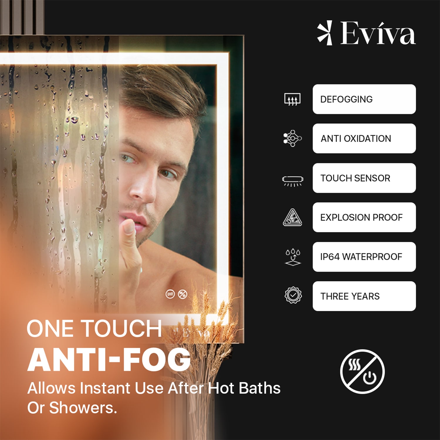 Eviva EVMR101-36X28-LED Framed-Bath-Mirrors - View #3