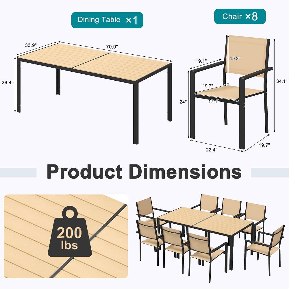 U-HOMY WQ-207BN-OT Patio-Dining-Sets - View #2