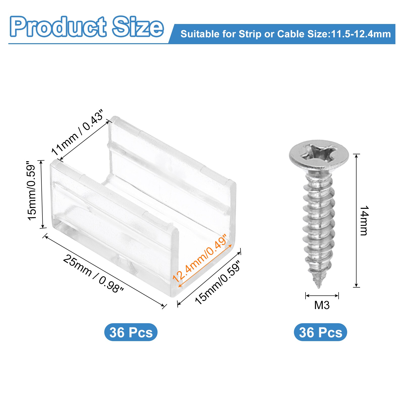 PATIKIL LED Strip Light Clips 36pcs Mounting Bracket Fixing Clips ...