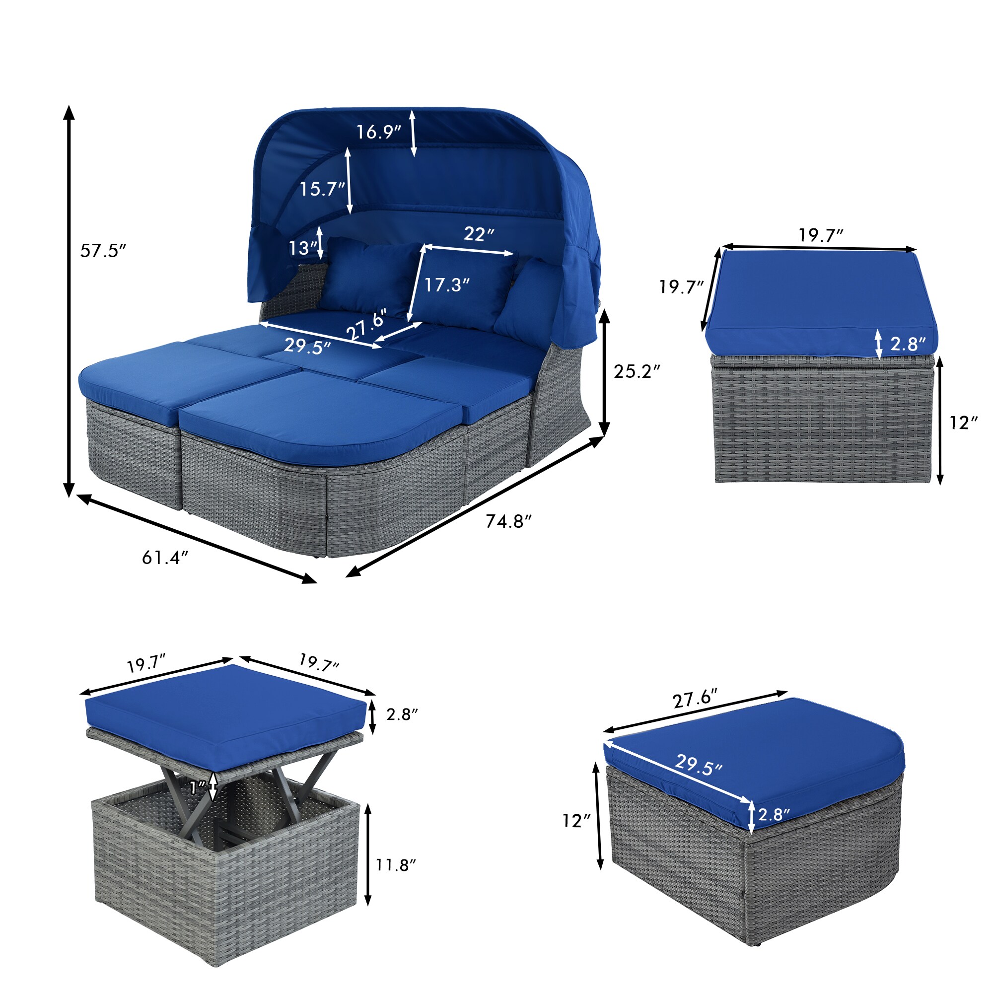 WELLFOR GGJOU002BL Patio-Sofas-Daybeds - View #2