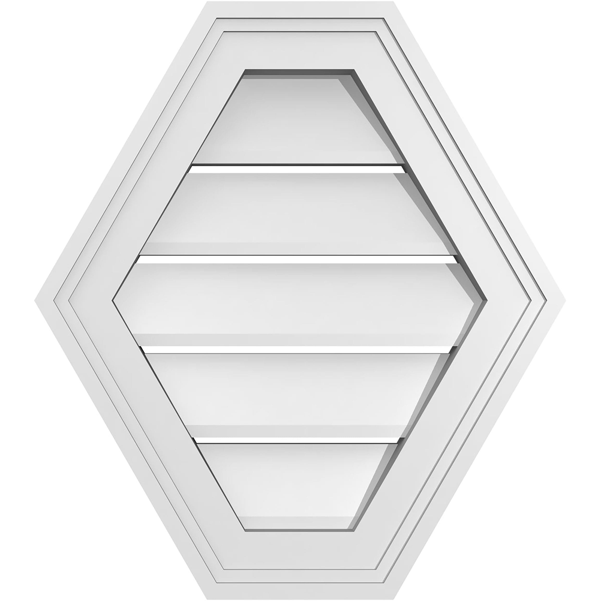 Ekena Millwork GVPHP16X1802SF 16-Inches x 18-Inches Off-white Peaked PVC Gable Louver Vent